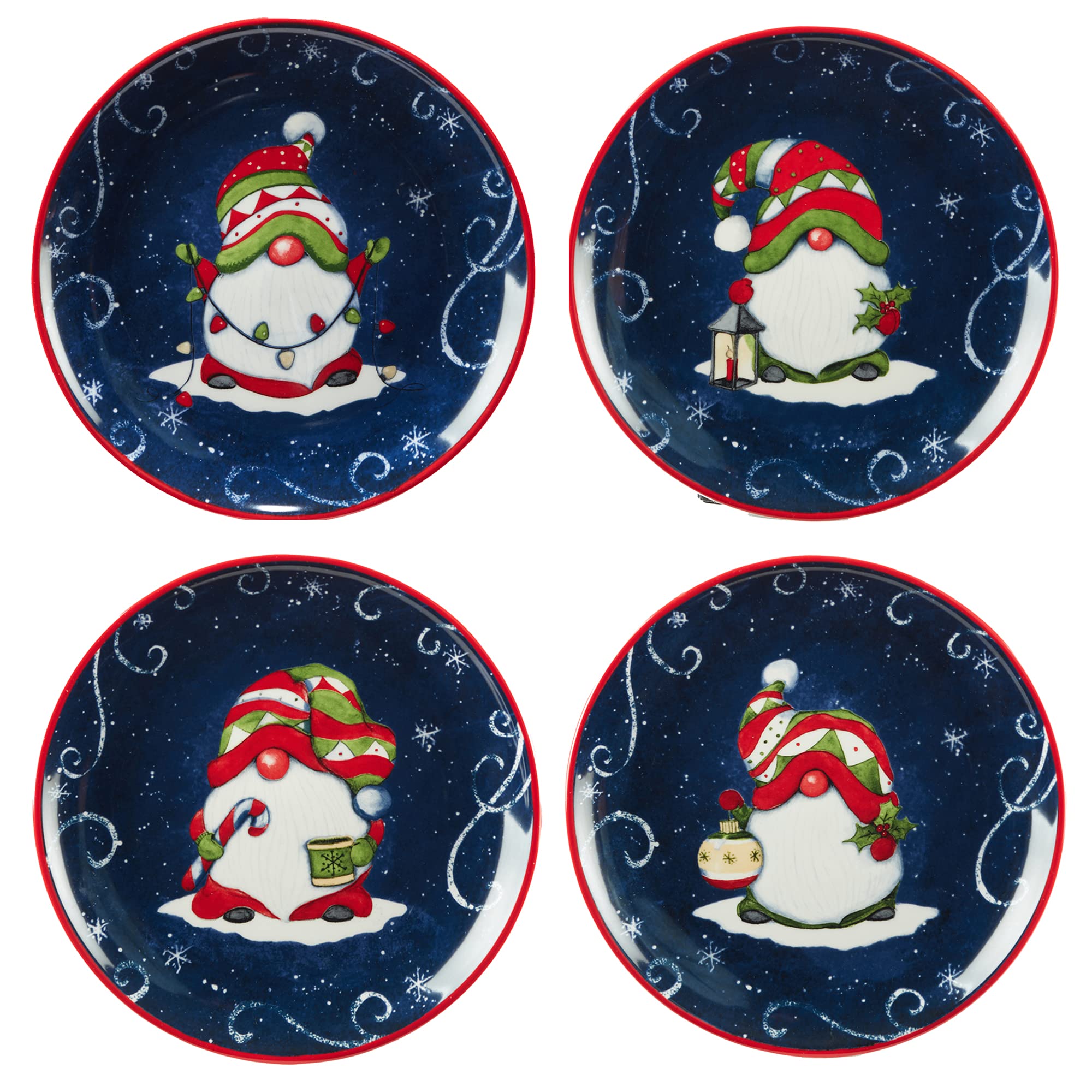 Certified International Holiday Magic Gnomes 9'' Dessert/Salad Plates, Multicolor, Medium, Set Of 4