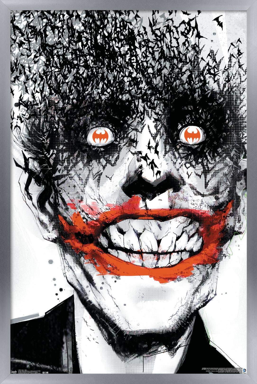 Trends International Dc Comics - The Joker - Bats Wall Poster, 22.375'' X 34'', Silver Framed Version