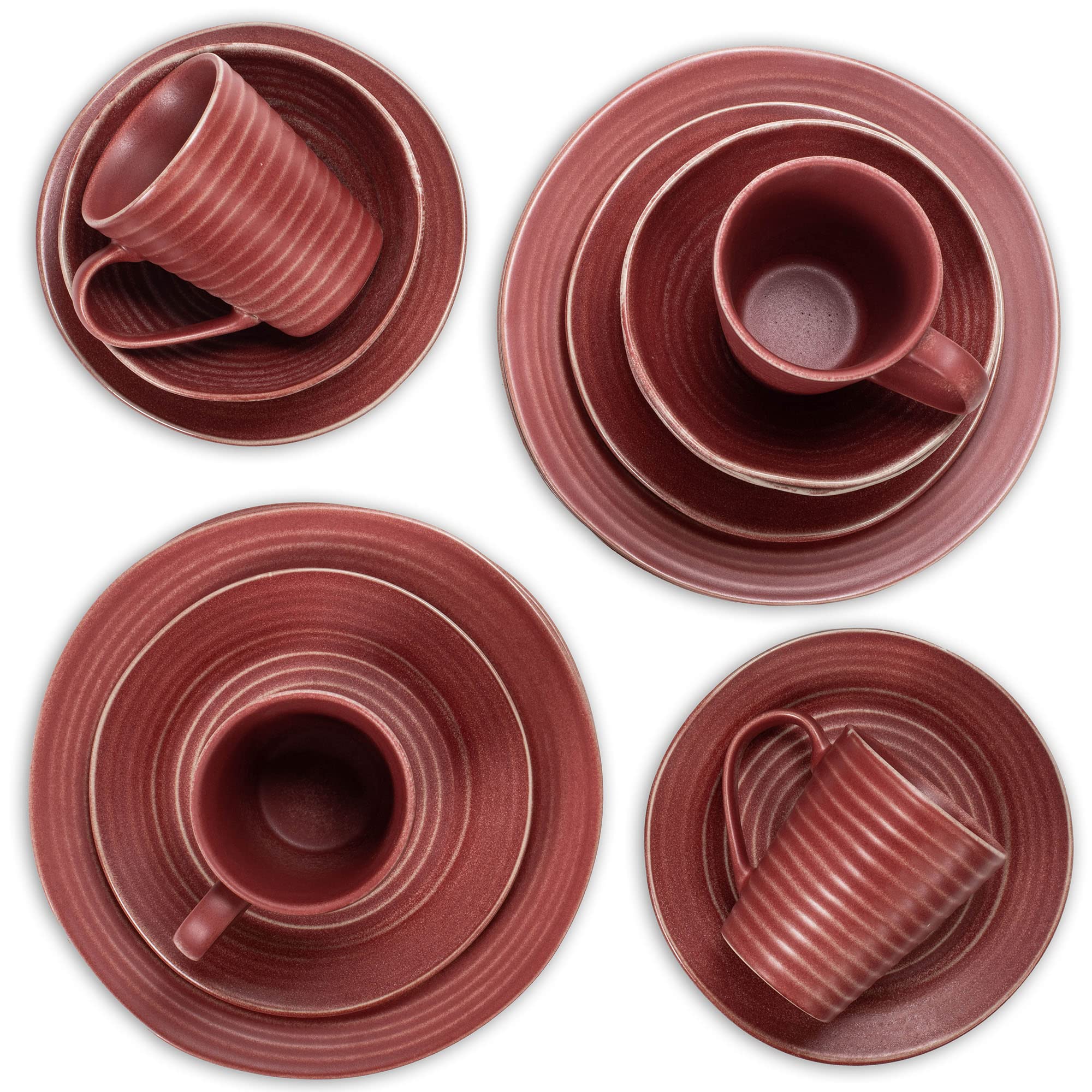 Elanze Designs Charming Chic Ribbed Modern Thrown Pottery Look Ceramic Stoneware Plate Platter Mug & Bowl Kitchen Dish Dinnerwar
