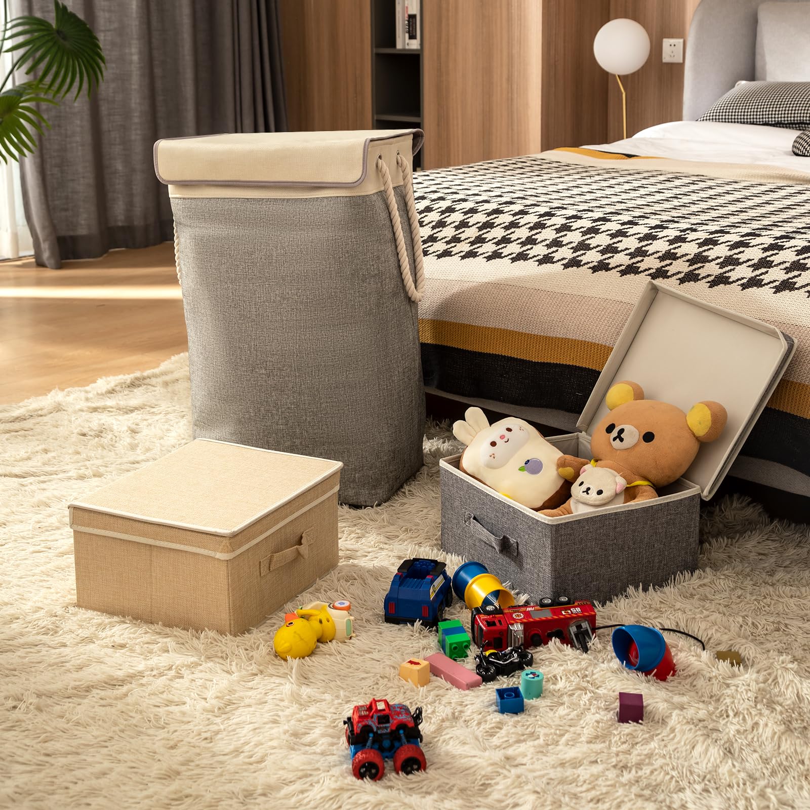 Brilliantjo Laundry Baskets With Lid 84L, Upgrade Large Collapsible Linen Laundry Hamper With Removable Inner Bag Washing Basket