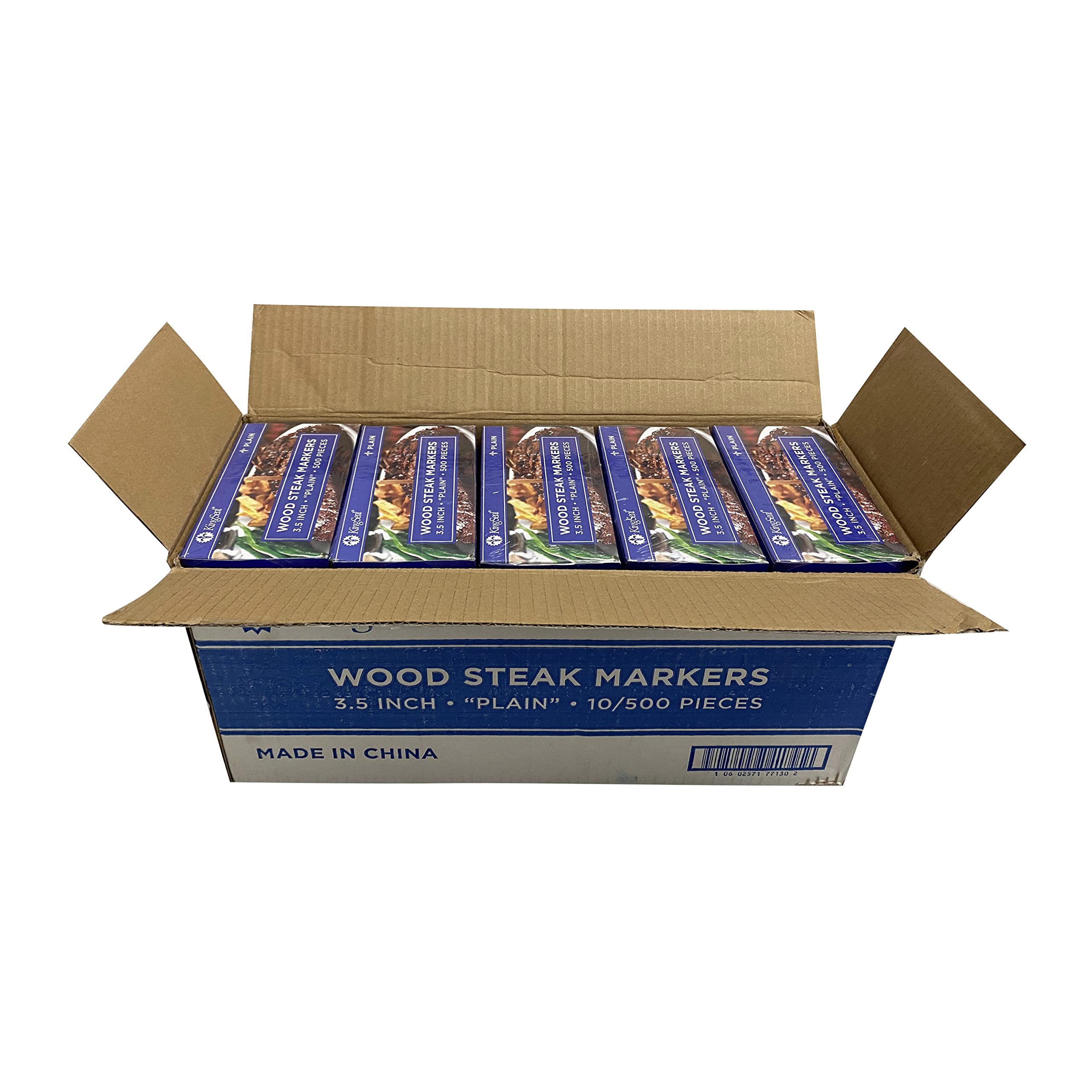 Kingseal 3.5 Inch Natural Birch Wood Steak Markers, Plain, Unstamped Markers, Commercial Bulk Pack - 10 Boxes Of 500 (5,000 Coun