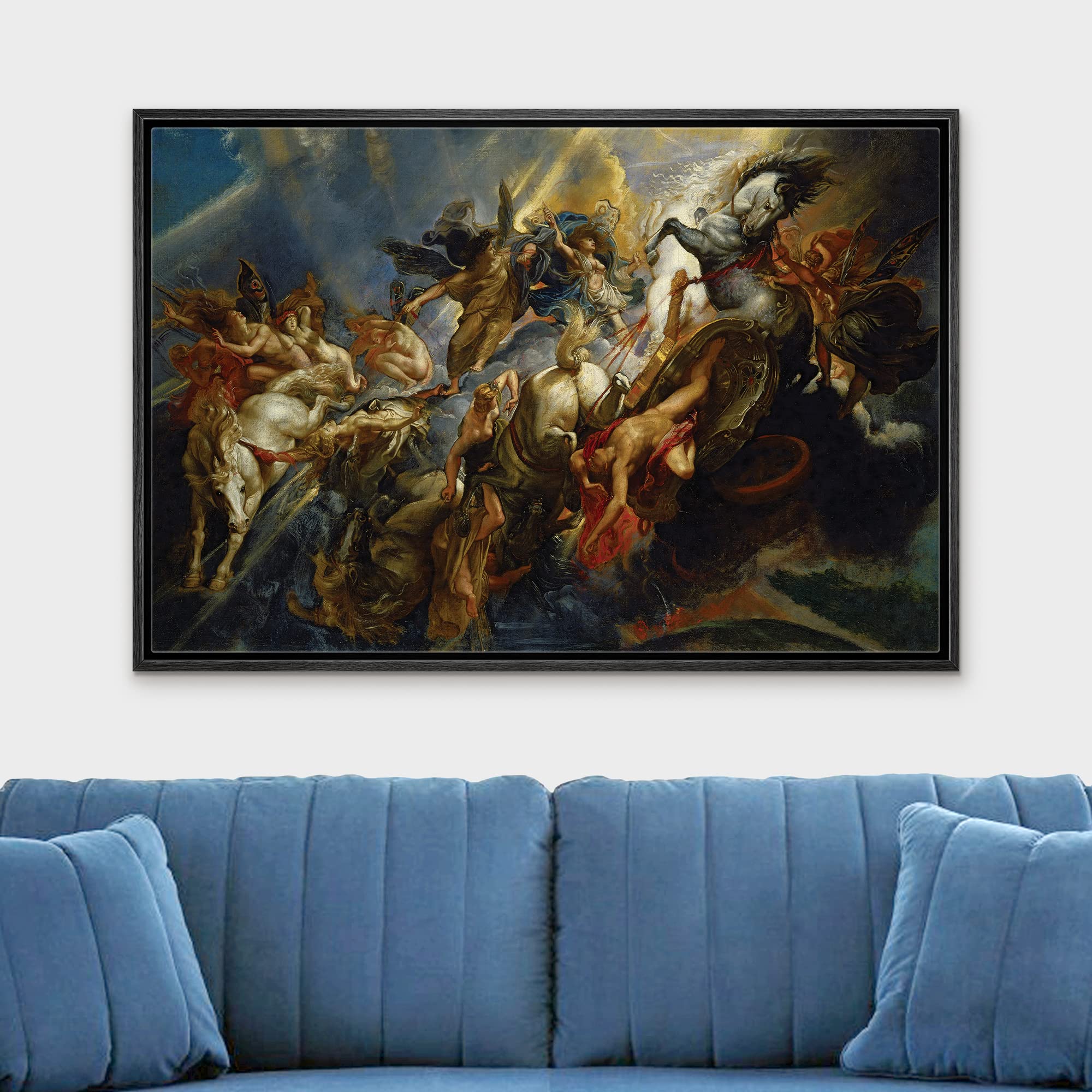 Wall26 - Oil Painting Of The Fall Of Phaeton By Peter Paul Rubens - Baroque Style - Angels, Catholic, Christianity - Framed Canv