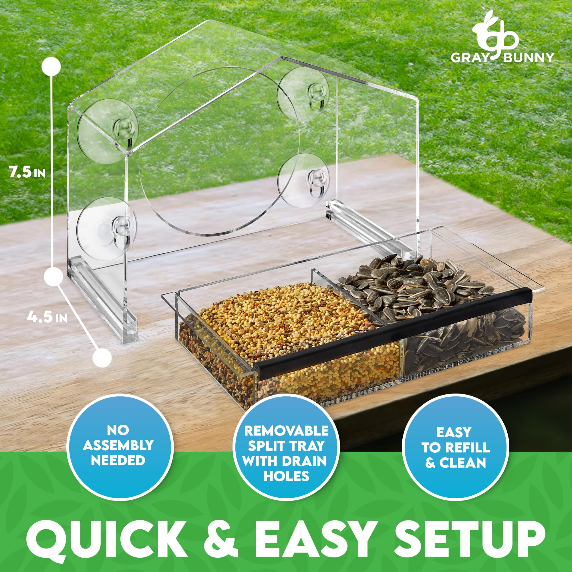 clear Bird Feeders for Window - Bird House Style Window Bird Feeder - Window Bird Feeders with Strong Suction cups - Drain Holes