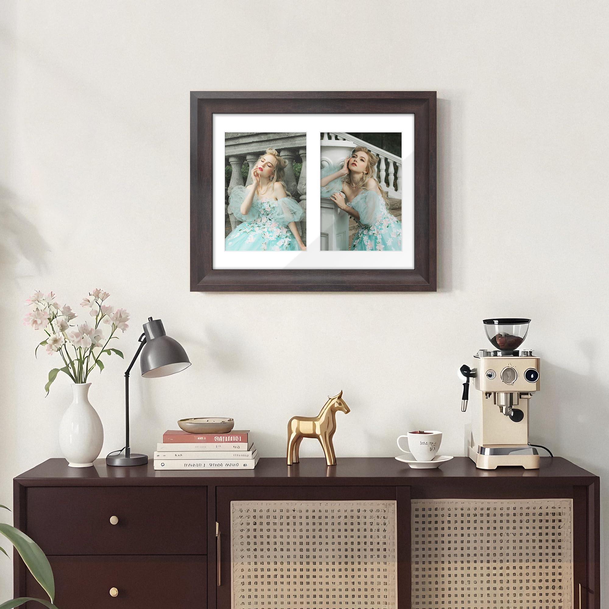 DUENPY 8.5x11 Picture Frame 5x7 Collage Picture Frame Displays Double 5x7 inch Photos or 8.5x11 Certificate (Without Mat) Wall D