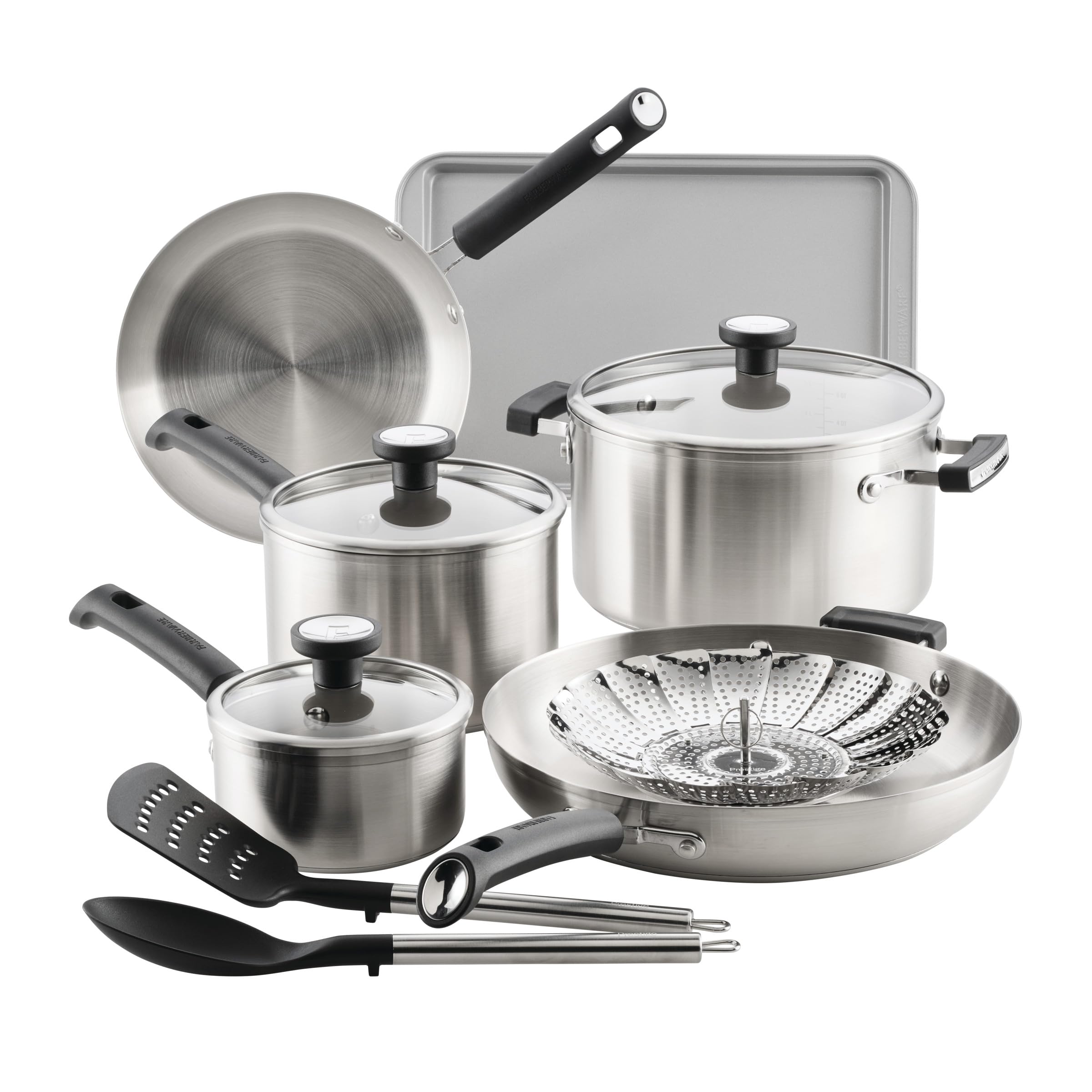Farberware TrueCook Stainless Steel Cookware Set, 12Piece, Silver