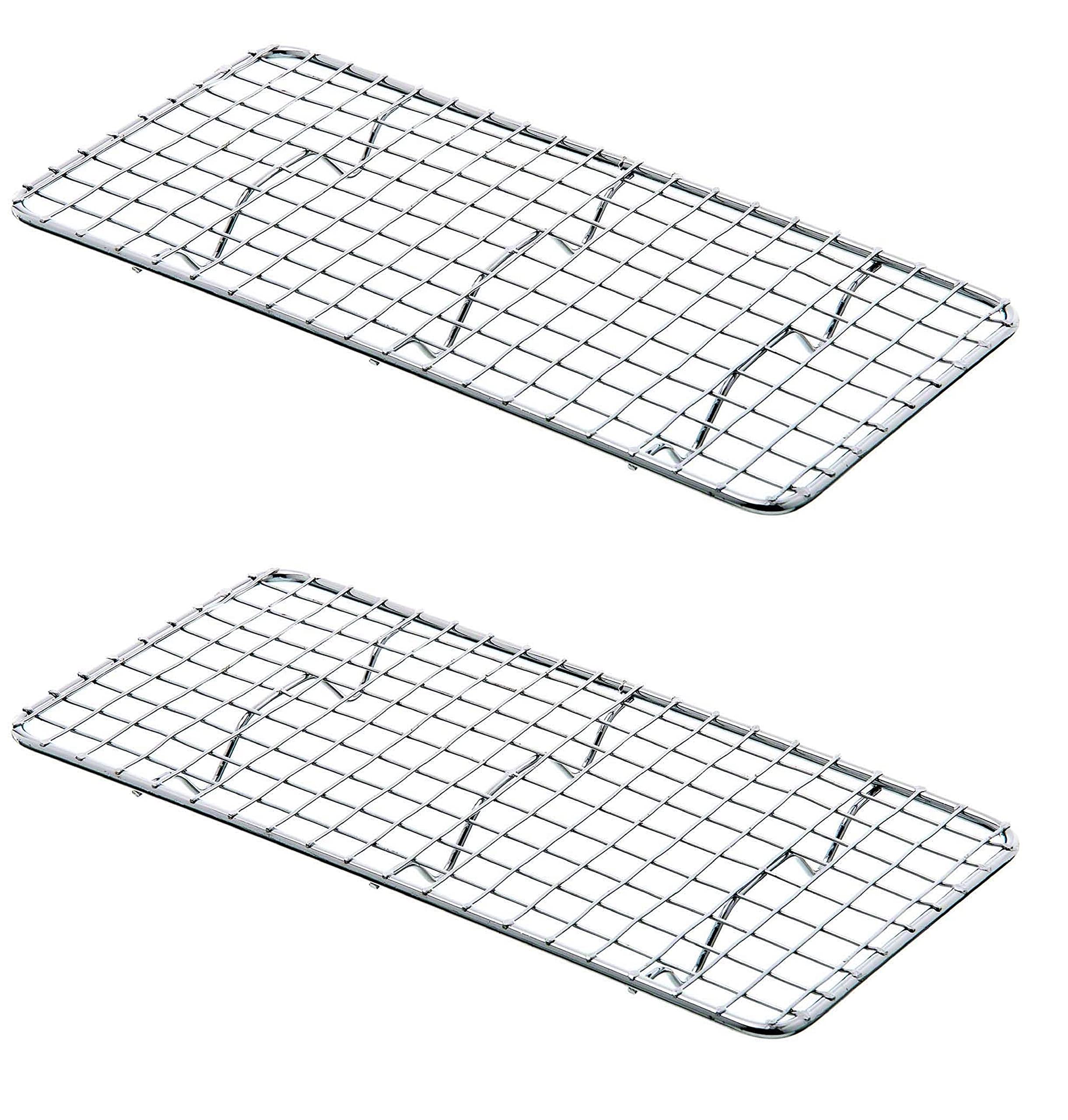 Truecraftware- Set Of 2 Third Size Rectangular Chrome-Plated Wire Pan Grate 5''X 10'' -Fits Third Size Sheet Cookie Pans Cooling