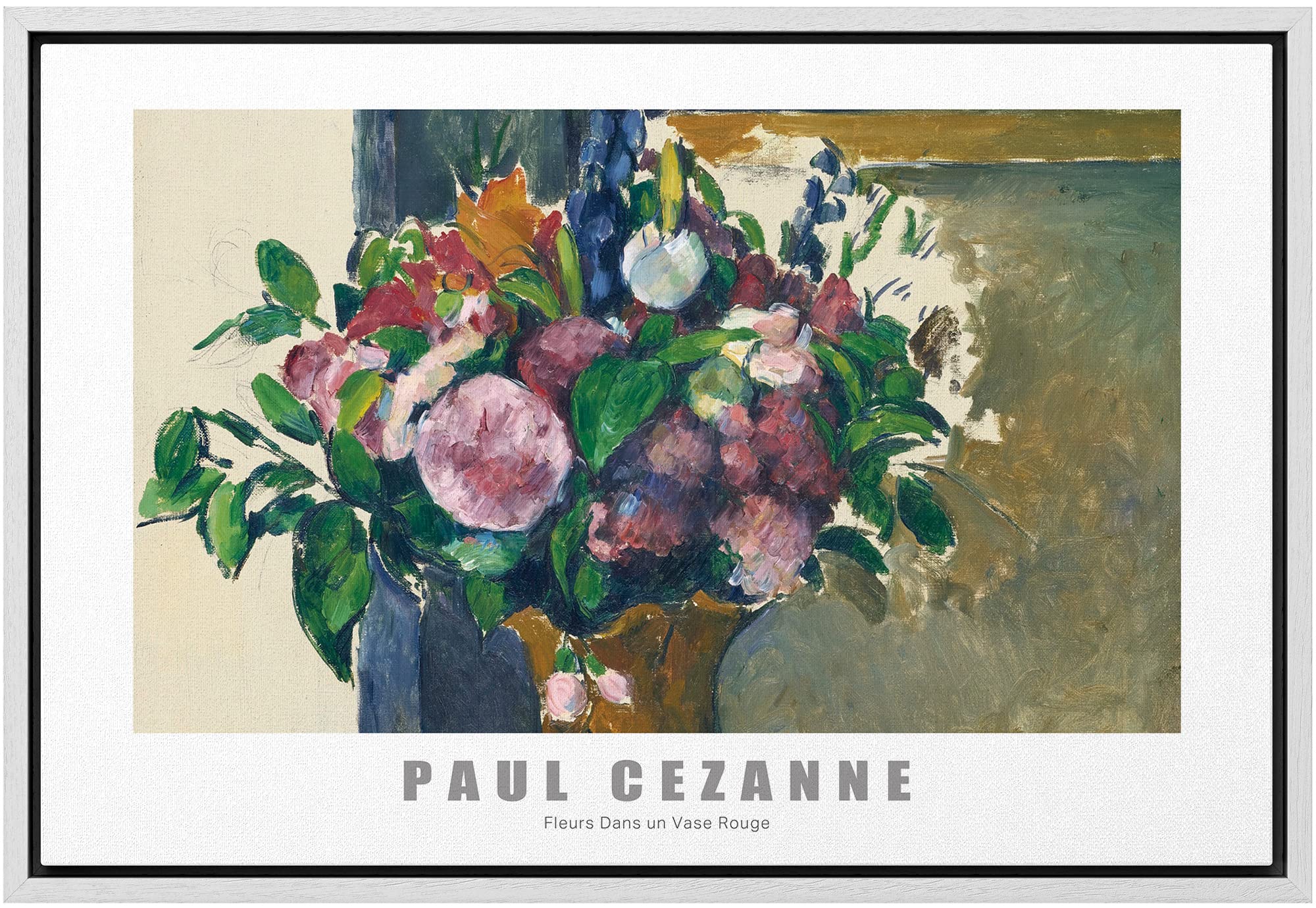 Wall26 Framed Canvas Print Wall Art Flowers In A Vase By Paul Cezanne Historic Cultural Illustrations Fine Art Traditional Color