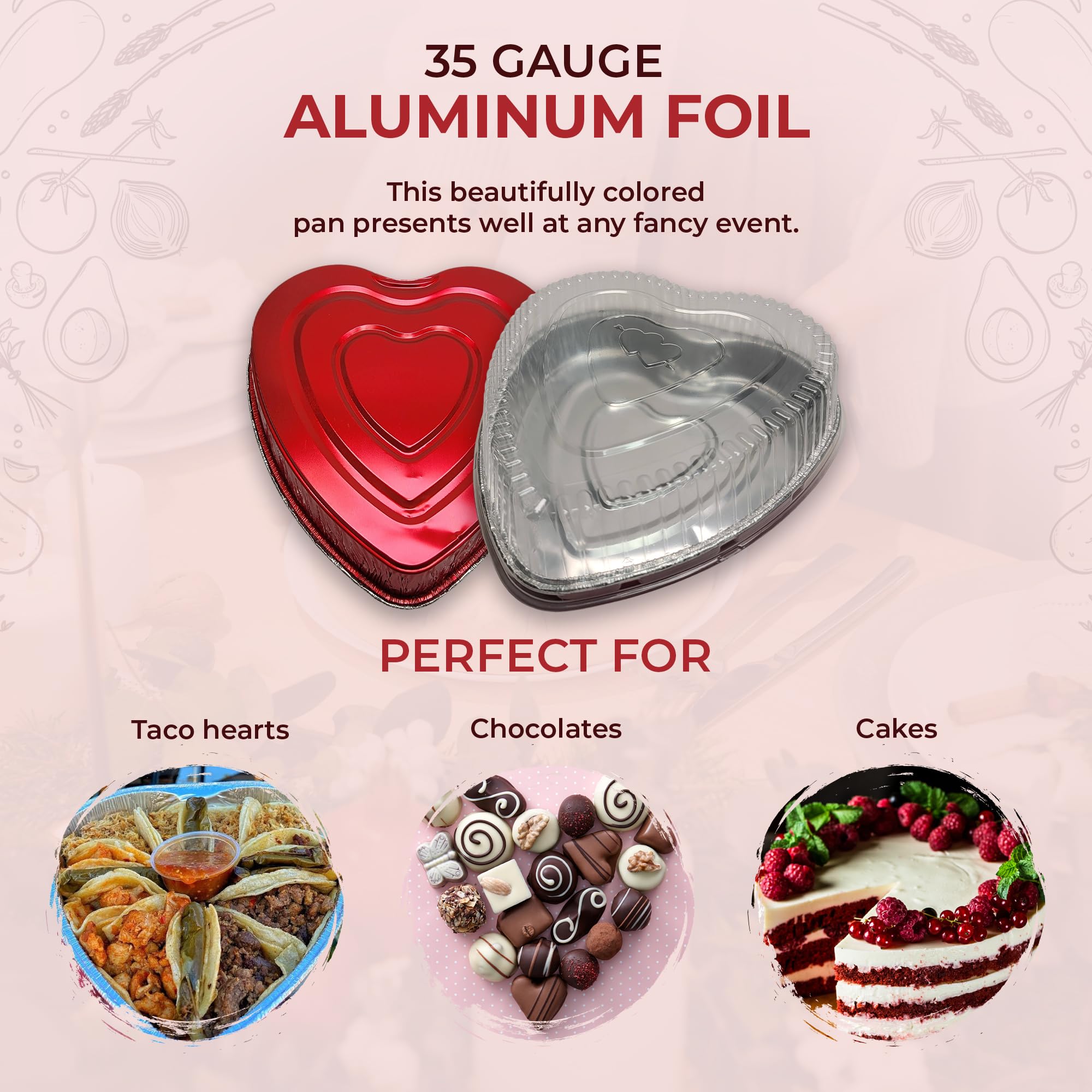 Kitchendance Disposable Aluminum Heart Shaped Cake Pan Without Lid, 8 Inches Aluminium Foil Pan Perfect For Cakes, Chocolates -