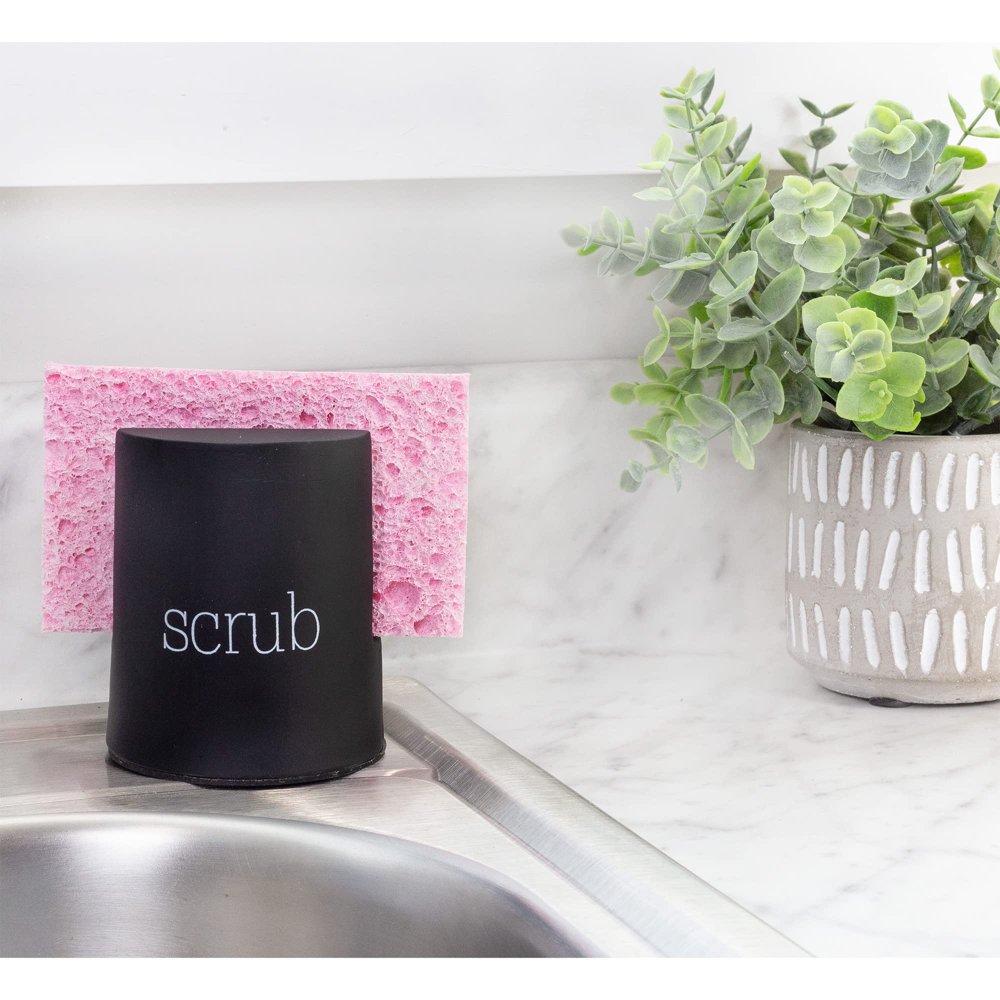 Auldhome Black Enamel Sponge Holder; Contemporary Kitchen Sink Accessory