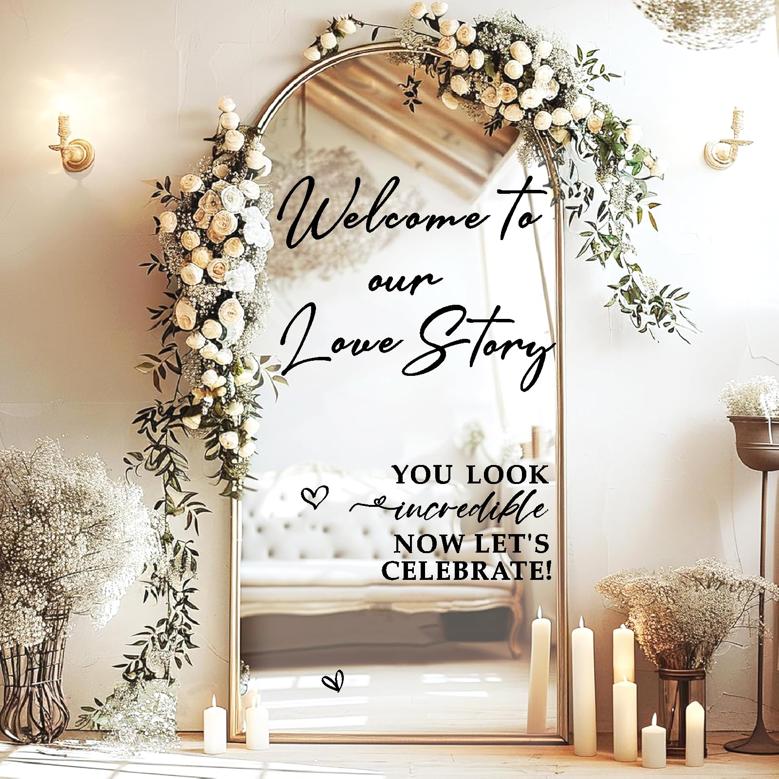 Wedding Welcome Signs Welcome To Our Wedding Sign Decals Selfie Mirror Decals For Wedding Party Entry Welcome Mirror Stickers Fo