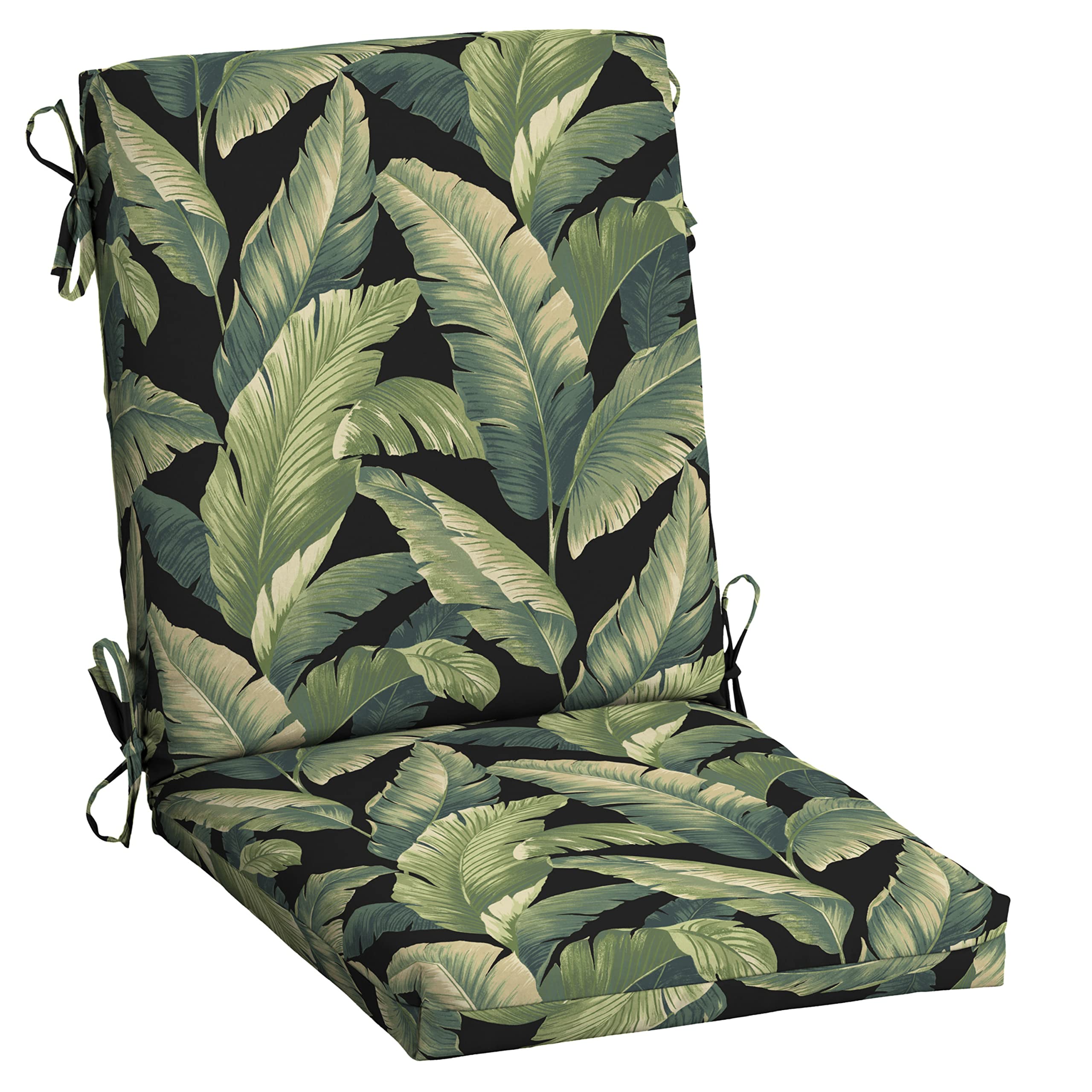 Arden Outdoor Dining Chair Cushion, 2 Pack, 20 x 20, Rain-Proof, Fade Resistant, Onyx Cebu
