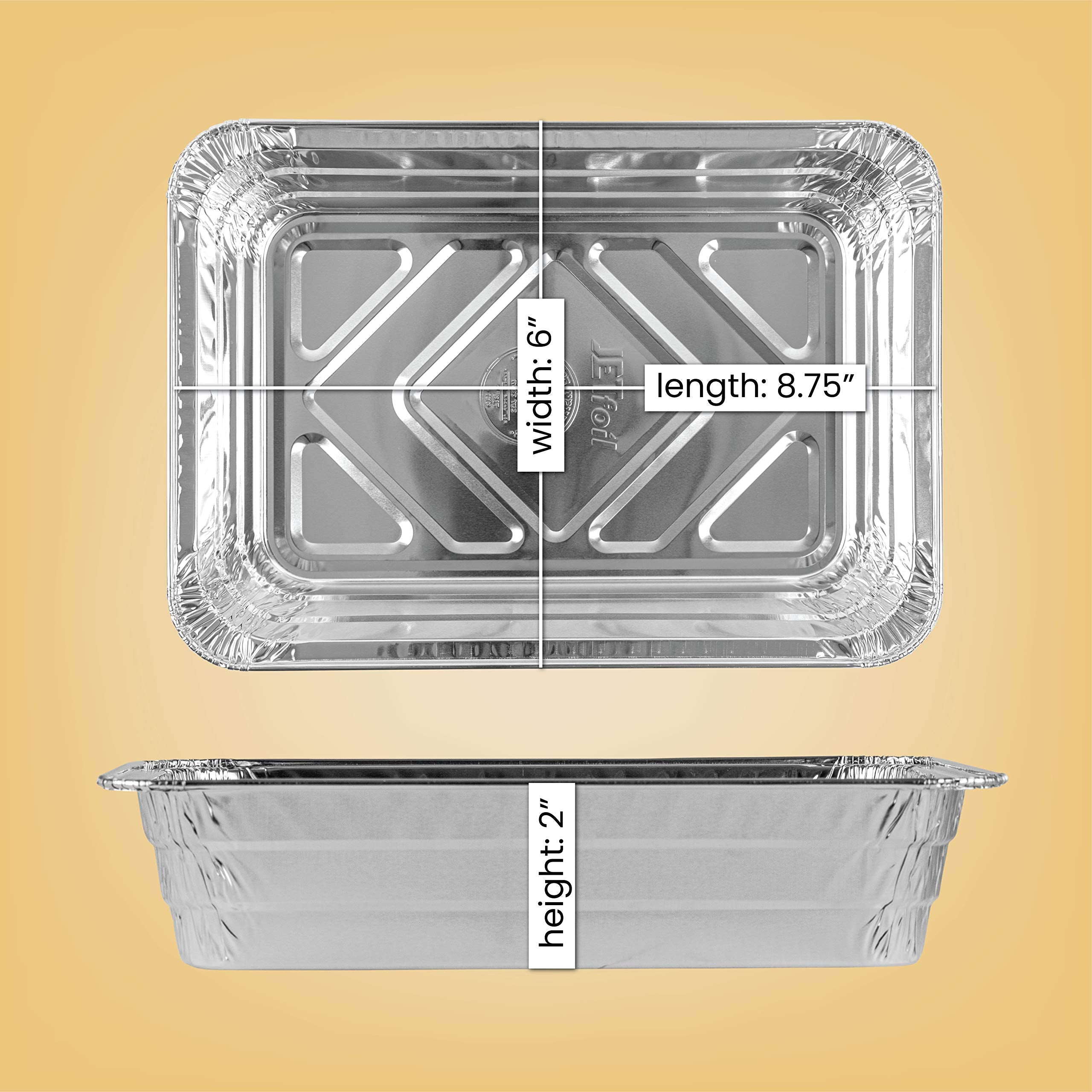 PLASTICPRO Disposable 2 LB Aluminum Takeout Tin Foil Baking Pans 6'' X 8'' X 2'' Inch Bakeware - Cookware Perfect for Baking Cakes Brownies Bread  Meatloaf  Lasagna  or Lunchbox  Pack of 20
