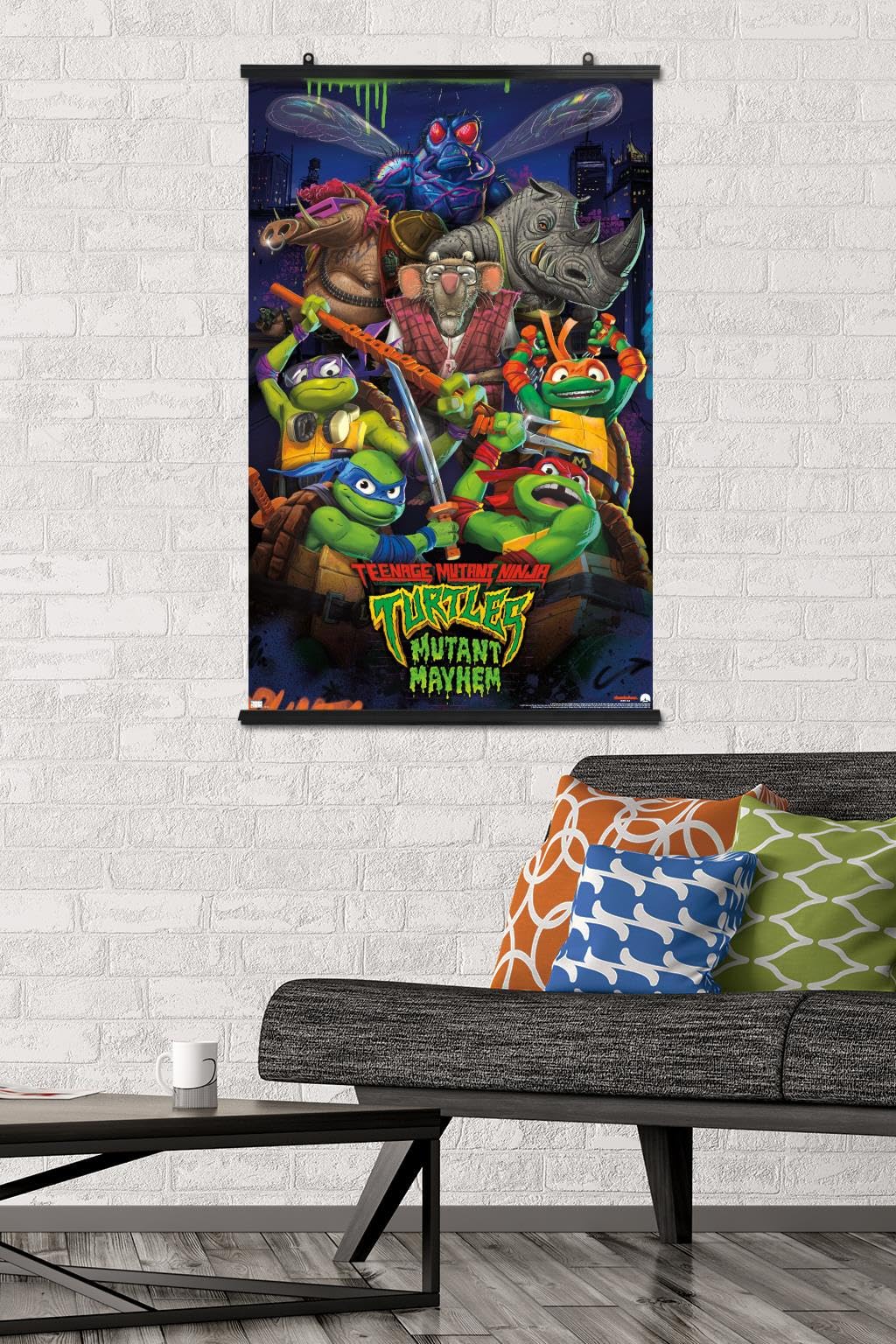Trends International Teenage Mutant Ninja Turtles: Mutant Mayhem - Group Wall Poster, 22.37'' X 34.00'', Poster & Clip Bundle