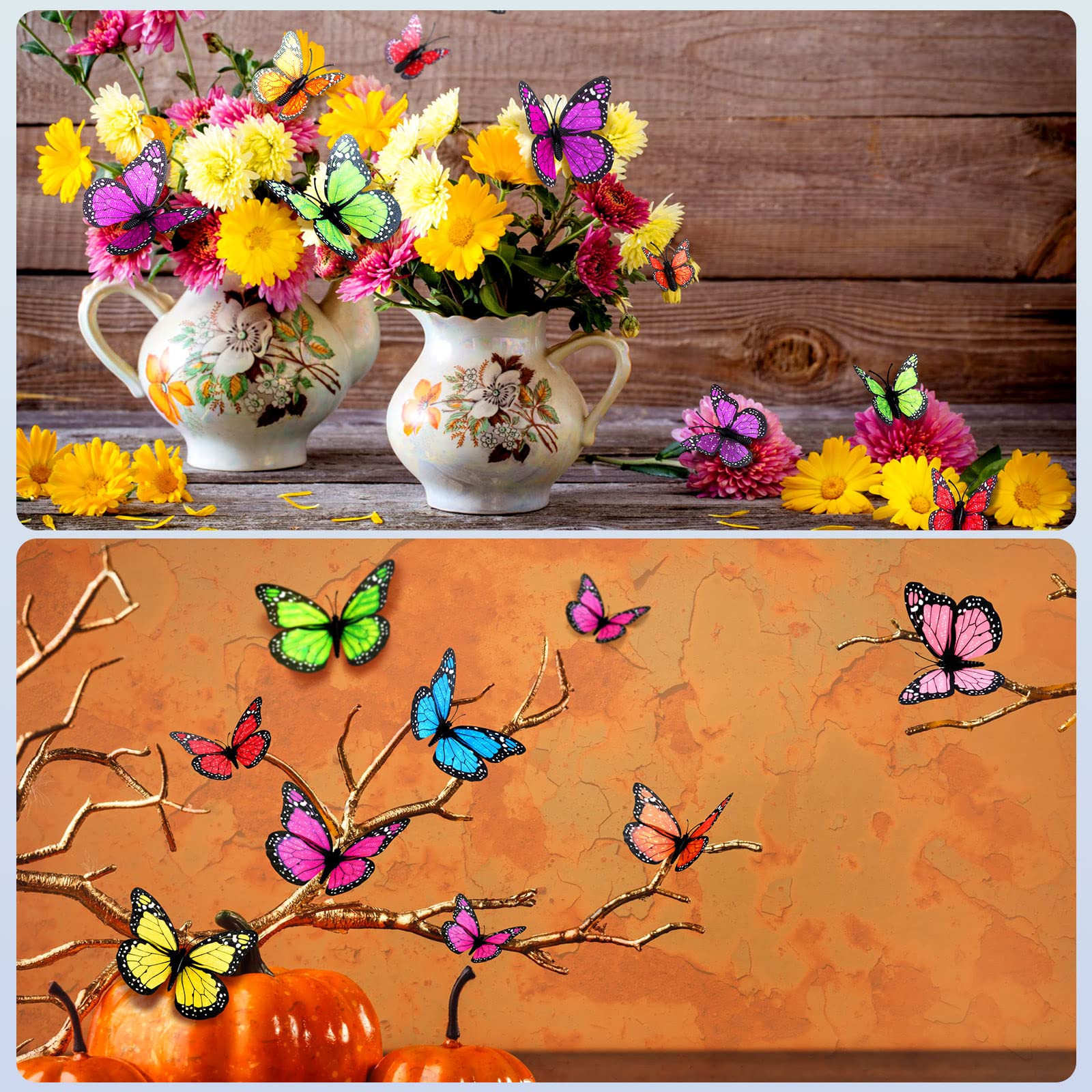 4 Size Monarch Butterfly Decor Halloween Wall Decor Artificial Magnetic Monarch Butterfly Decor 3D Monarch Butterfly Wall Decal