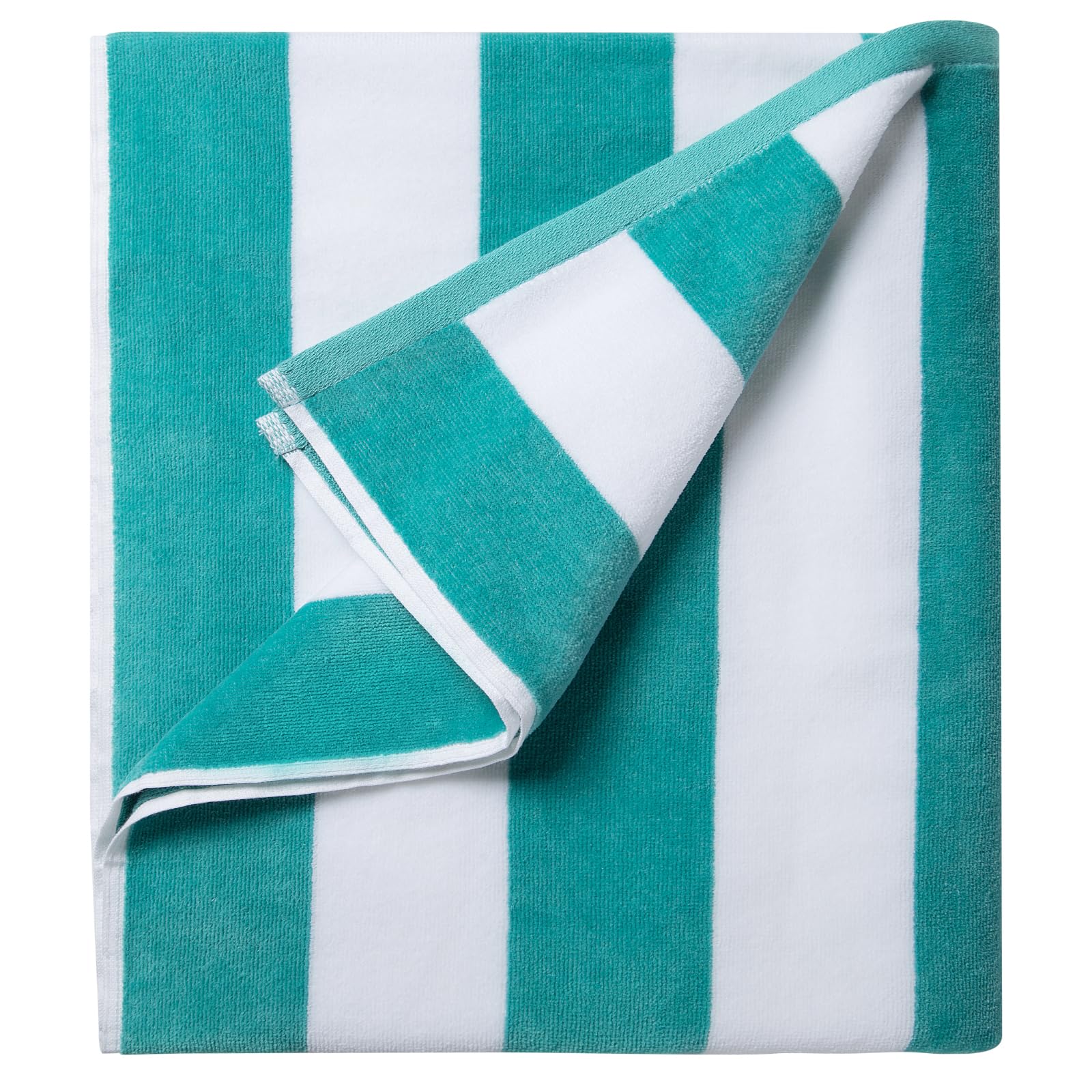 Luluhome Plush Oversized Beach Towel - Fluffy Cotton Thick 36 X 70 Inch Turquoise Striped Pool Towels, Large Summer Cabana Swimm