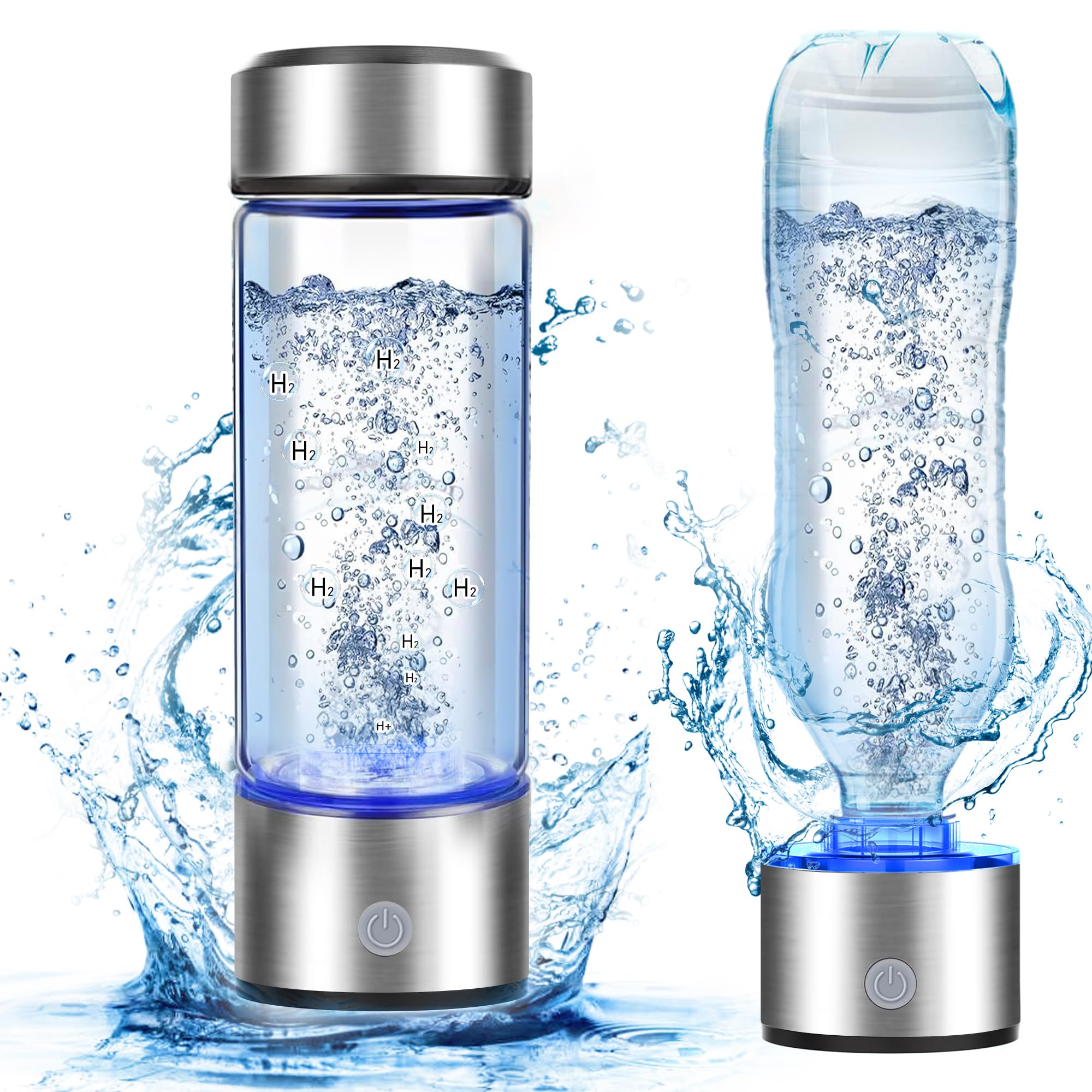 Hydrogen Water Bottle, 2800PPB in 3Min, SPE PEM Tech, Portable 16OZ, Rechargeable Hydrogen Water Bottle for Travel, Home, Office