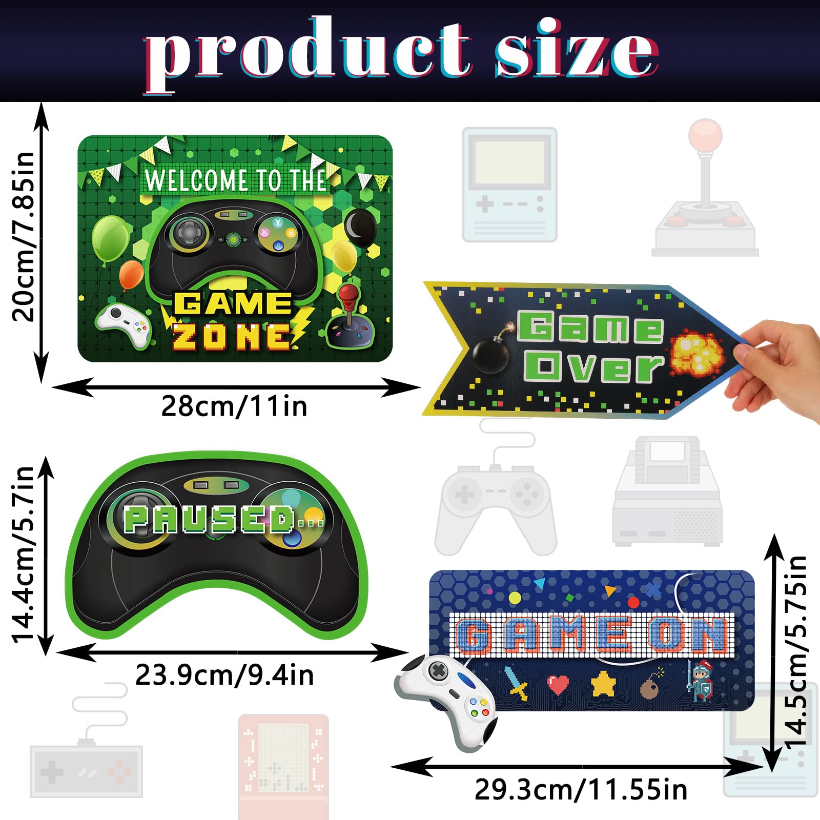 Tenare 20 Pieces Video Game Party Decoration Gamer Party Favors Directional Signs Level up Birthday Decor Cutouts Welcome Suppli