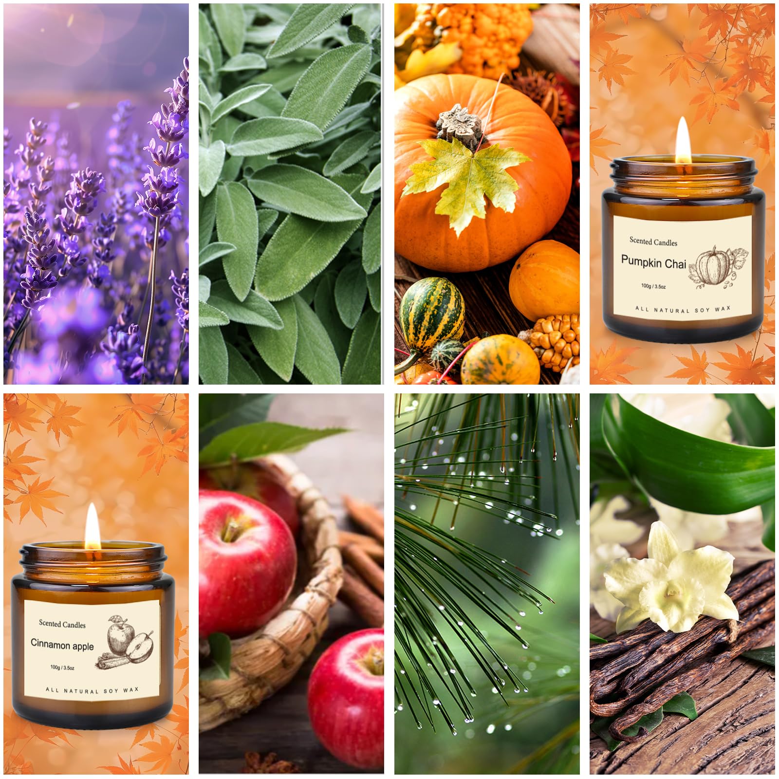 6 Pack Candles for Home Scented, Aromatherapy Candles Gifts for Women Men, Fall Winter Holiday Candles Natural Soy Candles, Scen