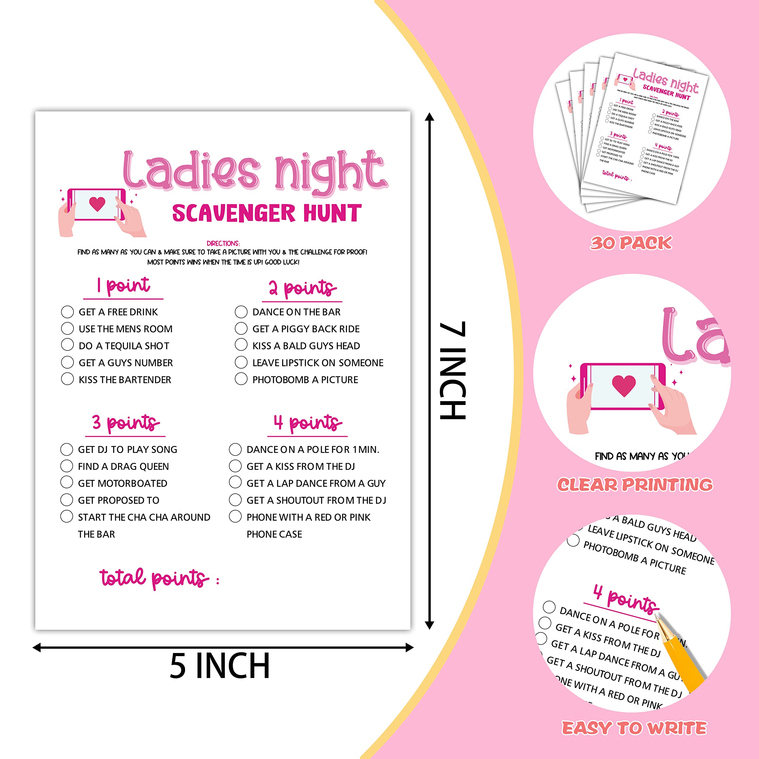 Girls Night Party Game - Ladies Night Party Games - Scavenger Hunt Game Pack - Fun Girls Night In/Girls Night On - Bridal Shower