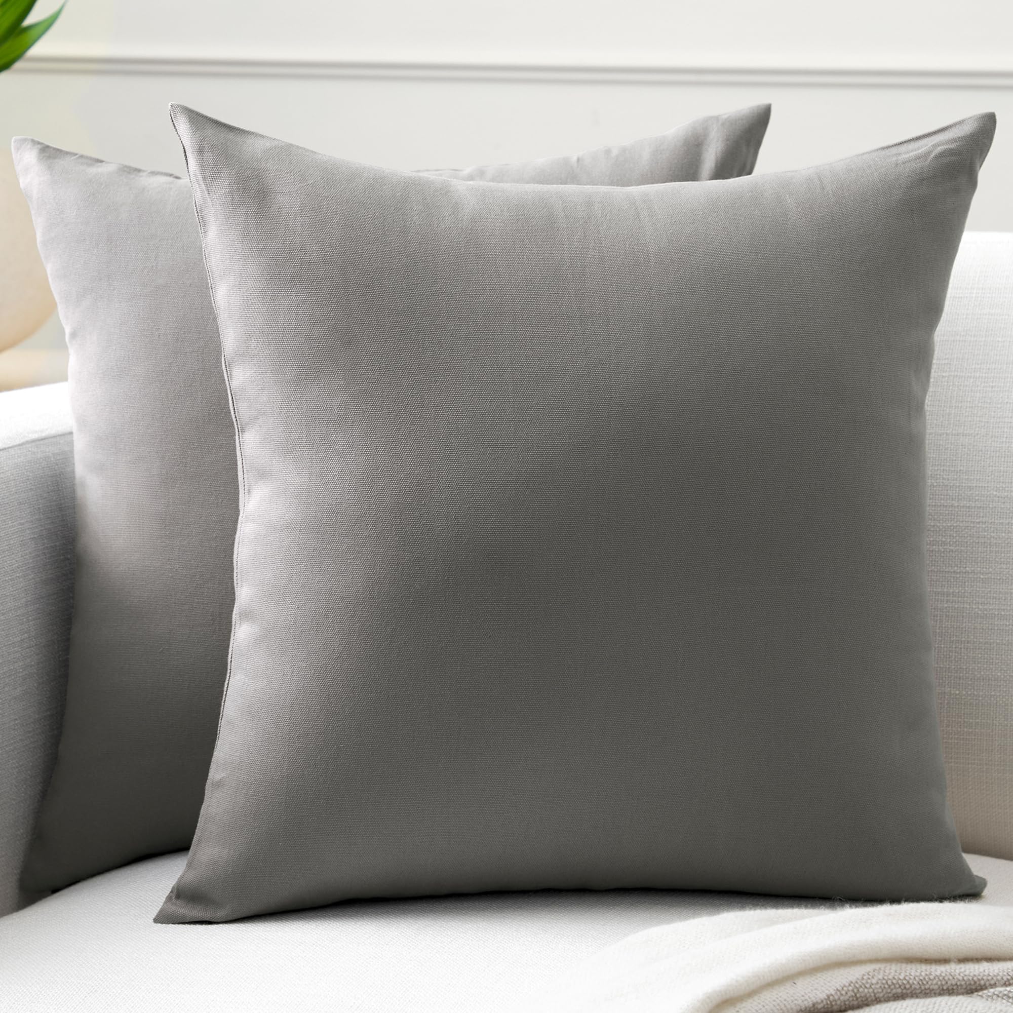 Encasa Xo Throw Pillow Covers 16X16 In Set Of 2 Grey | No Inserts | Cotton Pillow Covers For Living Room, Bed, Sofa, Couch | Dec
