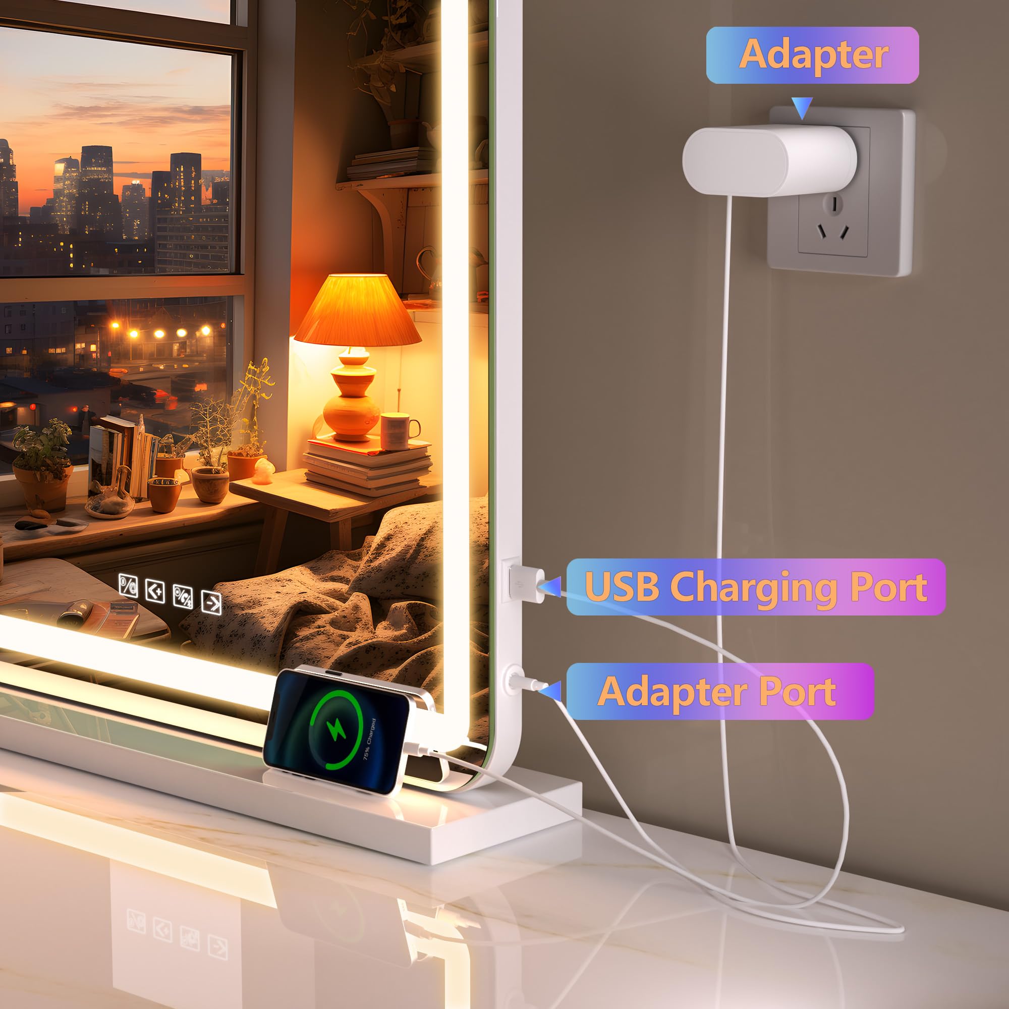 Hasipu Vanity Mirror With Lights And Bluetooth Speaker, 20'' X 25'' Led Makeup Mirror, Light Up Mirror With 10X Magnification An