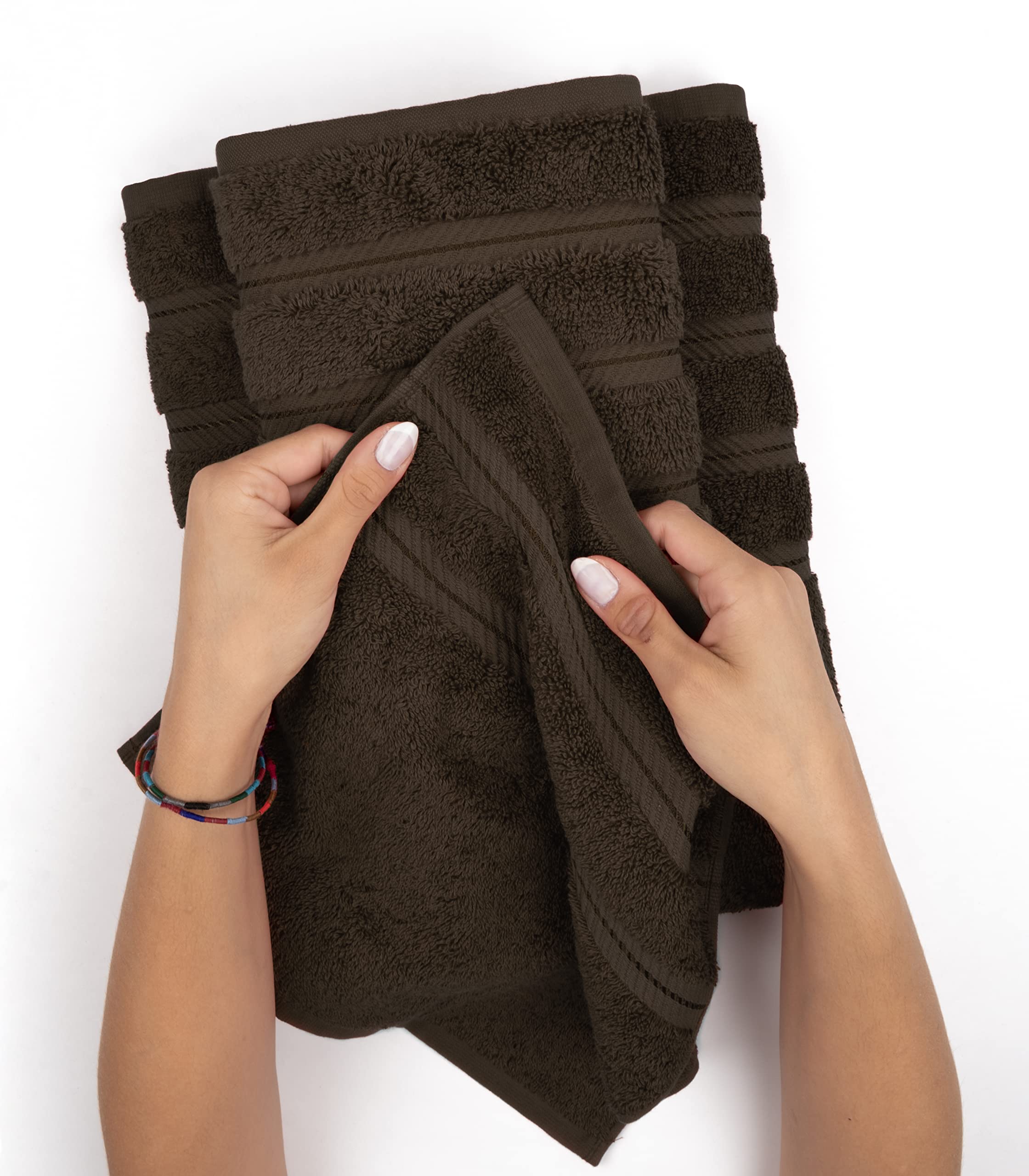 American Soft Linen 6 Piece Towel Set  2 Bath Towels 2 Hand Towels 2 Washcloths  100% Turkish Cotton Towels for Bathroom  Brown Towel Sets