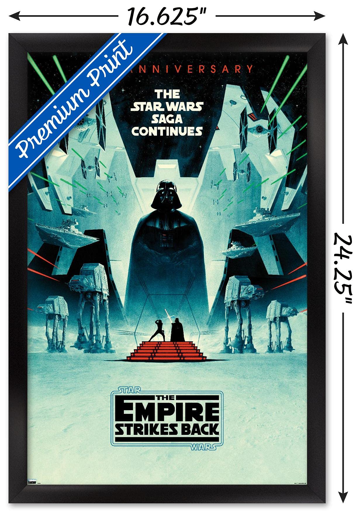 Trends International Star Wars: The Empire Strikes Back - 40Th Anniversary Wall Poster, 14.725'' X 22.375'', Black Framed Versio