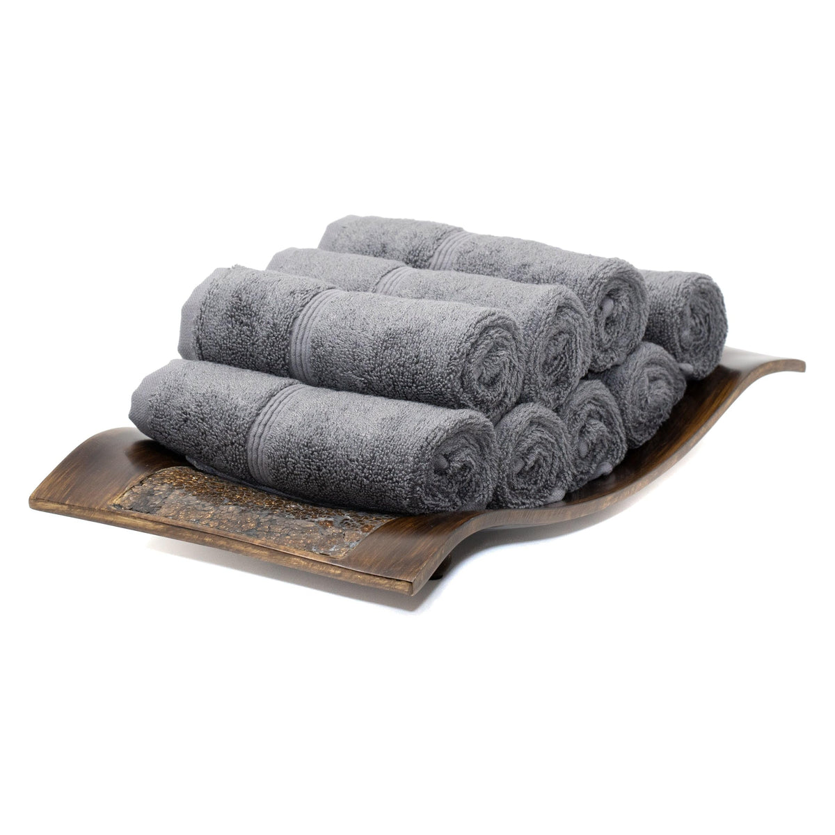 Mosobam Luxury Turkish Towels Set Of 8 Washcloths 13X13 Charcoal Gray (Dark Grey) 700 Gsm Bamboo Viscose & Aegean Turkish Combed