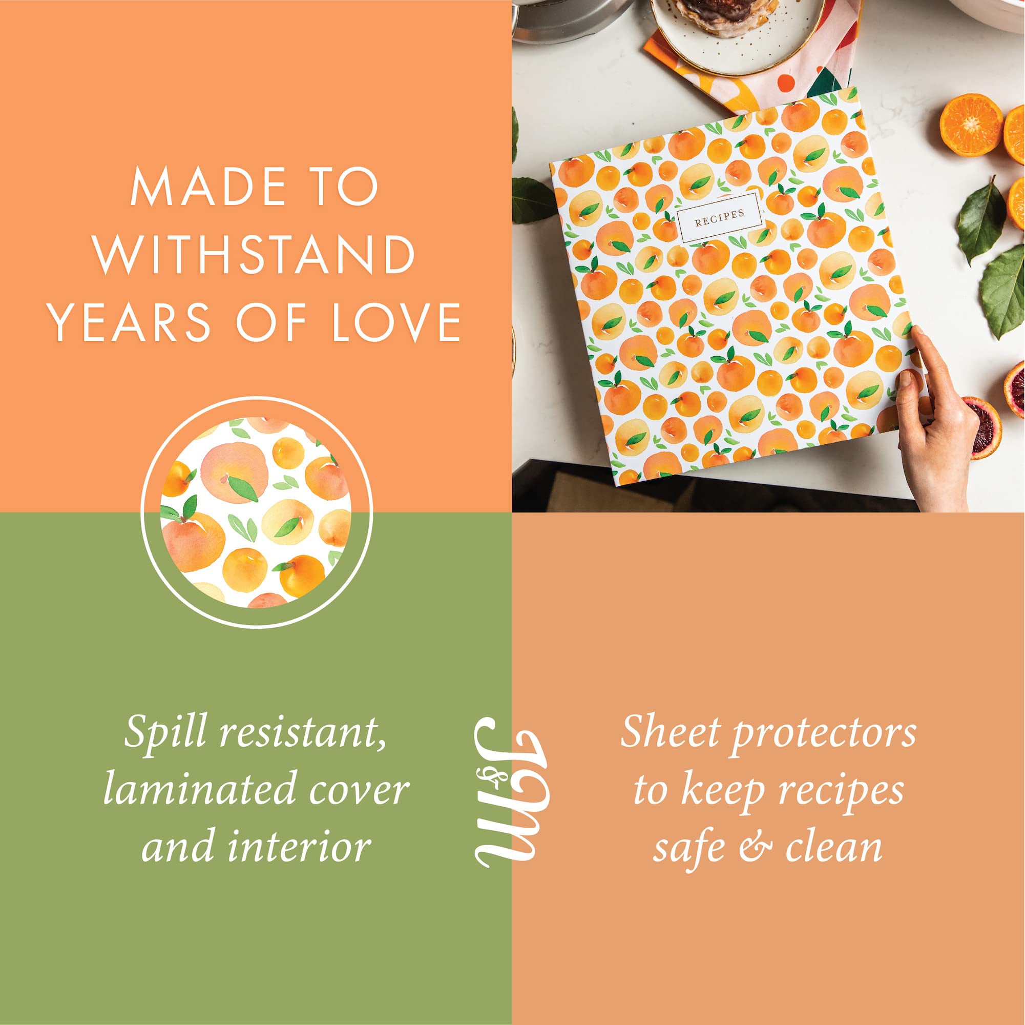 Jot & Mark 3 Ring Recipe Binder (Peach Dream, 8.5'' X 11'' Recipe Binder)
