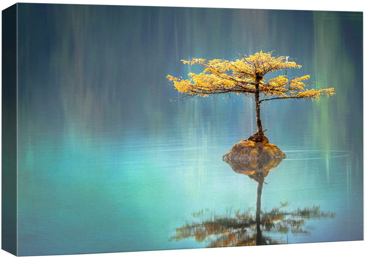 Wall26 Canvas Print Wall Art Peaceful Golden Lake At Sea With Reflection Nature Wilderness Photography Modern Art Rustic Scenic