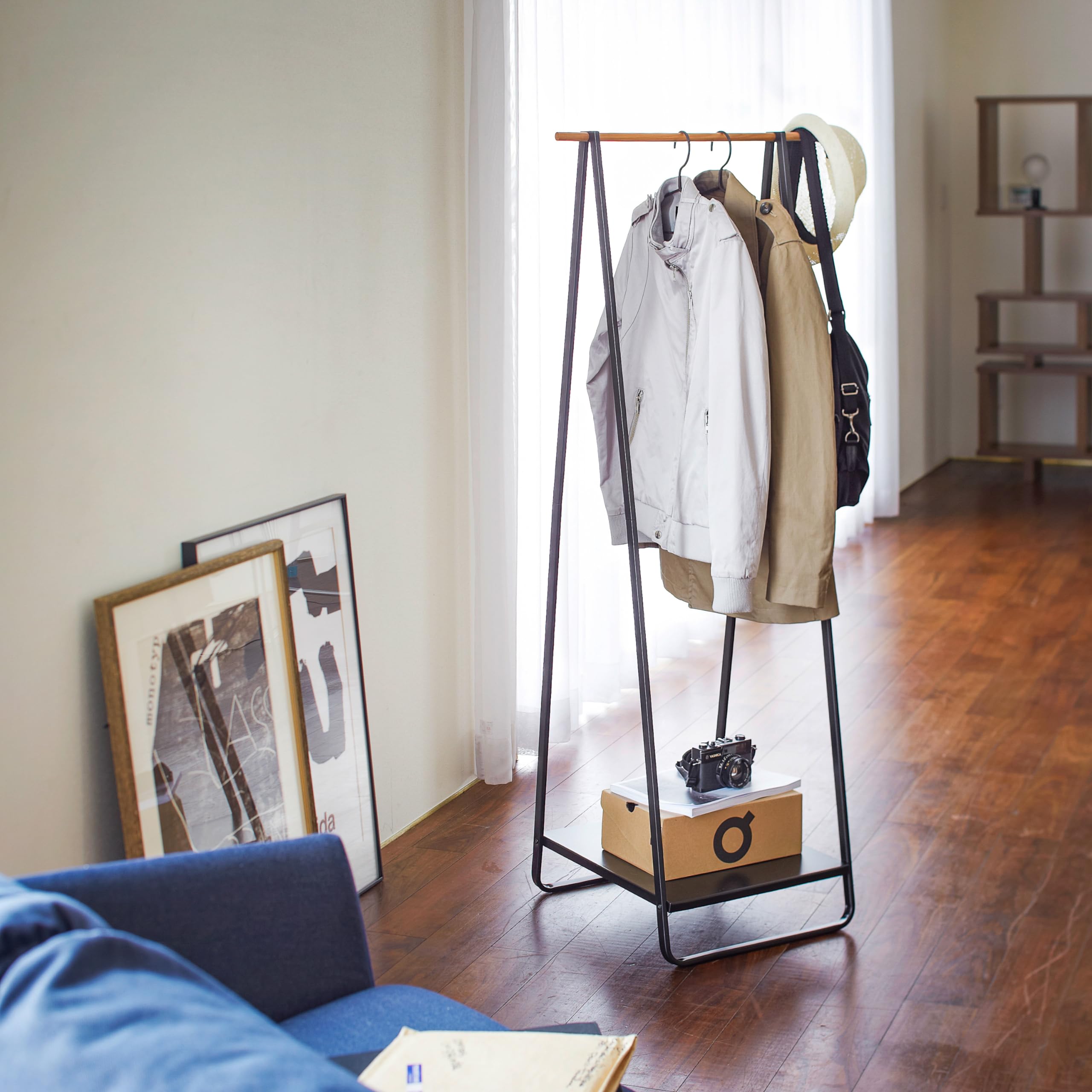 Yamazaki Home Tower Freestanding Coat Hanger Clothes Rack With Shelf, 55'' - Steel