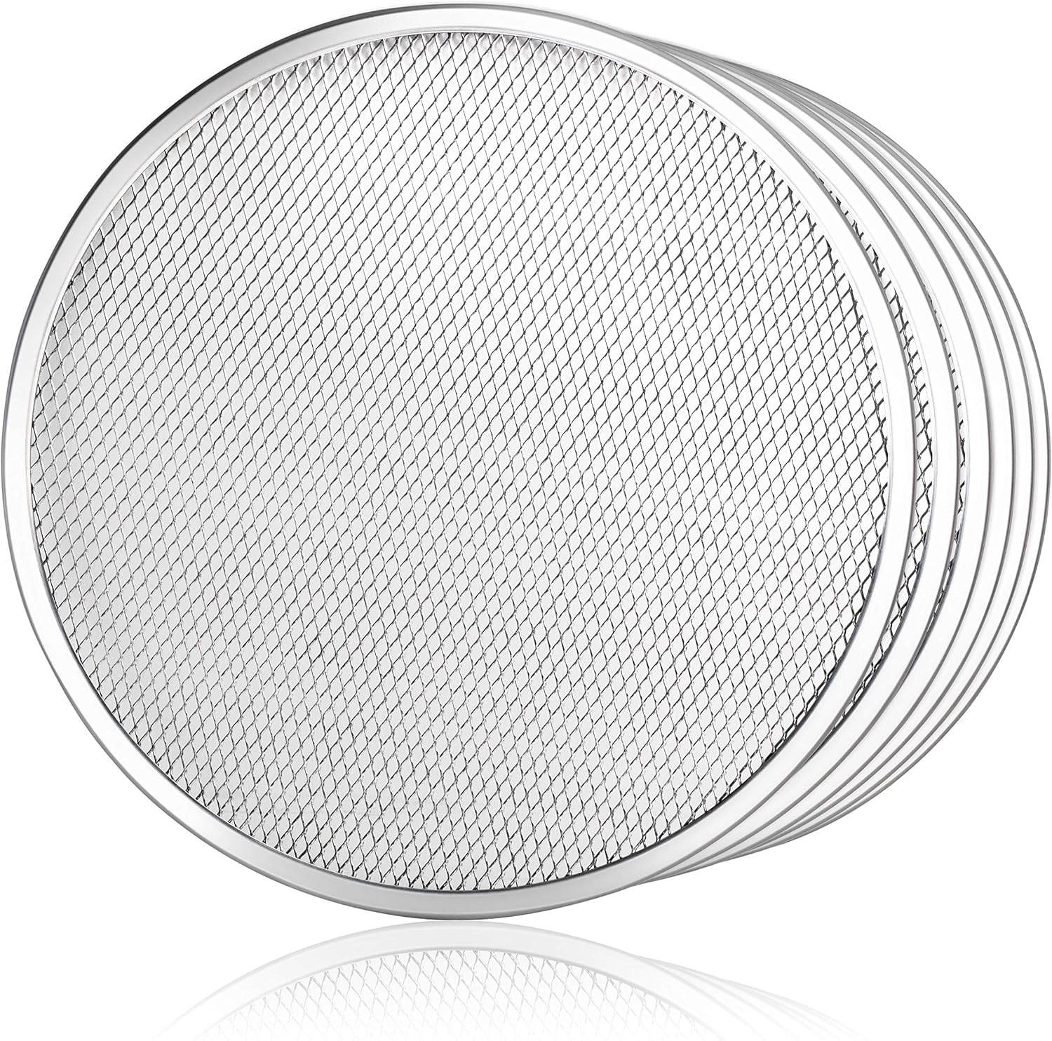 New Star Foodservice Restaurant-Grade Seamless Aluminum Pizza Baking Screen, 18 Inch, Pack of 6