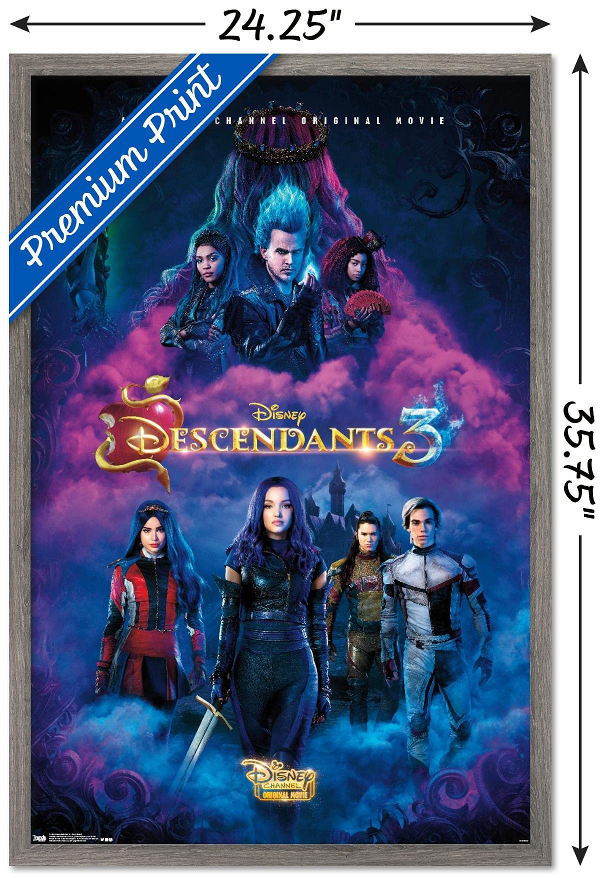 Trends International Disney Descendants 3 - One Sheet Wall Poster, 22.375'' X 34'', Barnwood Framed Version