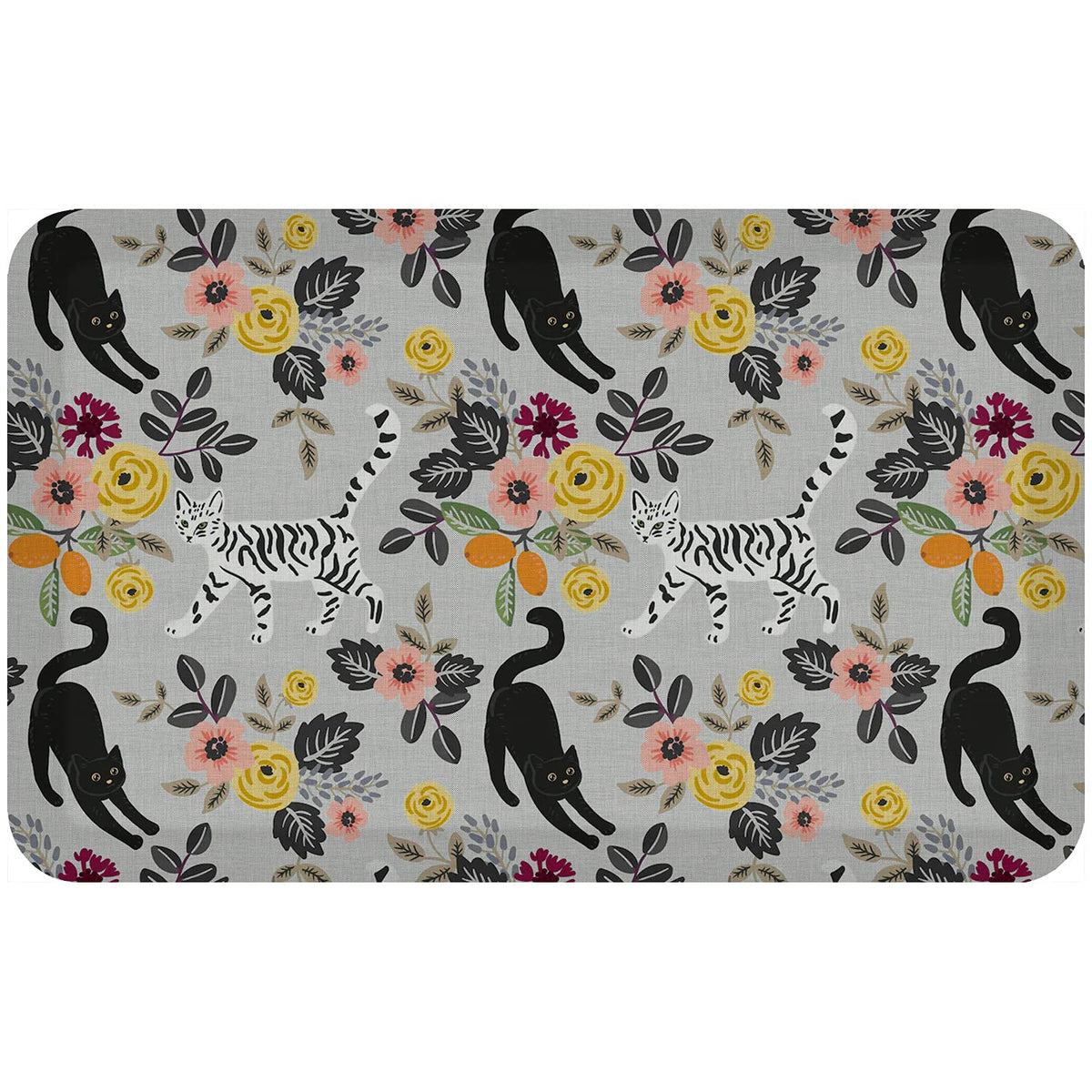 Gelpro Designer Comfort Anti-Fatigue Kitchen Floor Mat, 20 X 32, Funky Feline Grey Tabby