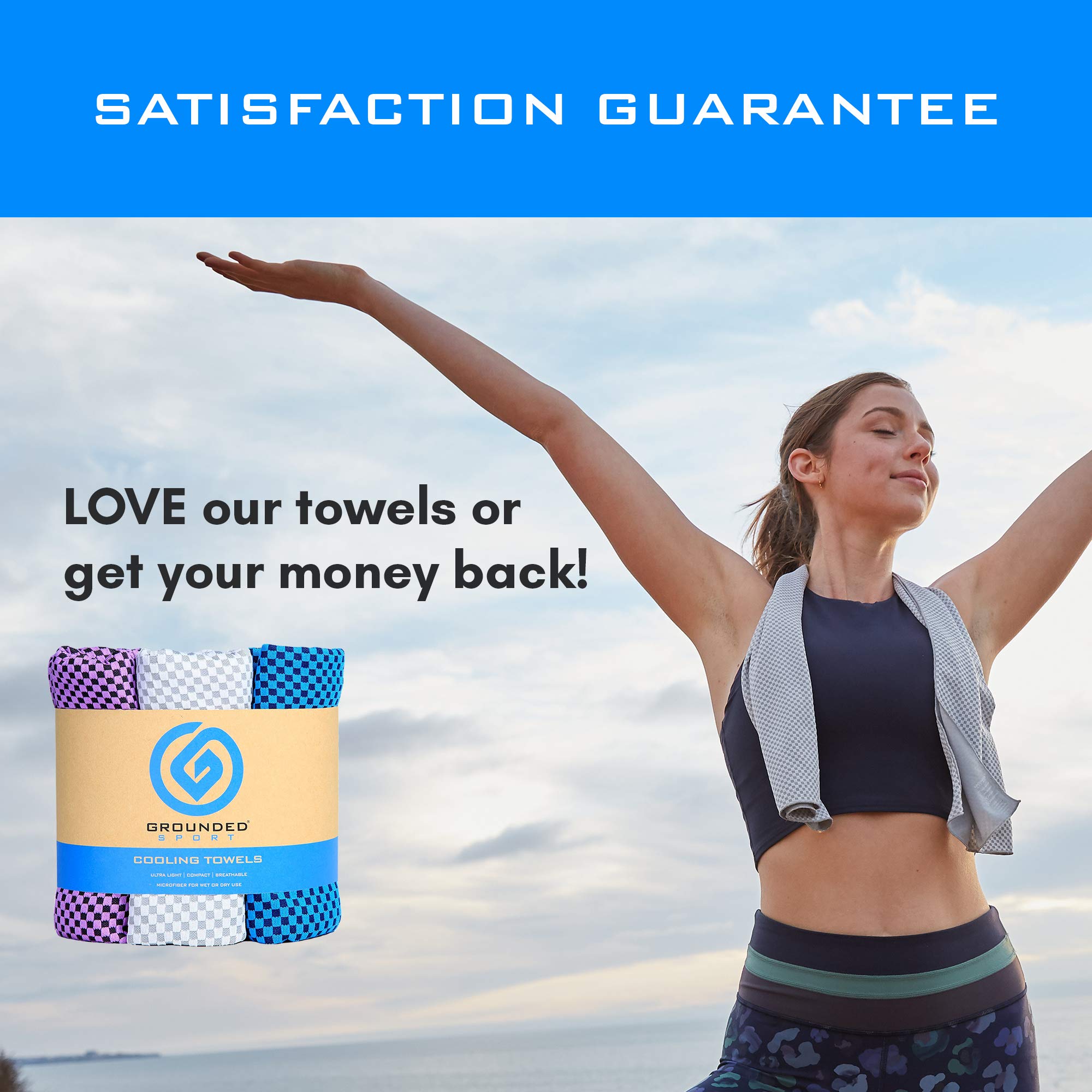 Cooling Towels 3 Pack - Lightweight Microfiber for Gym  Workout  Sport & Sweat - Quick Drying for Body  Neck & Face  Work  Travel  Camping  Swimming  Beach  Hot Weather  Men & Women