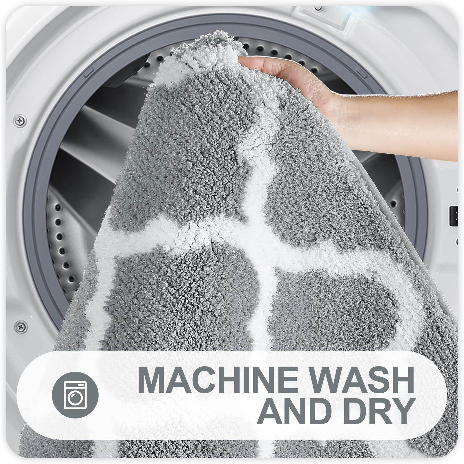 Olanly Bathroom Rugs Set 2 Piece Microfiber Bath Shower Mat And U-Shaped Toilet Rug, Machine Wash Dry, Non-Slip Absorbent Shaggy