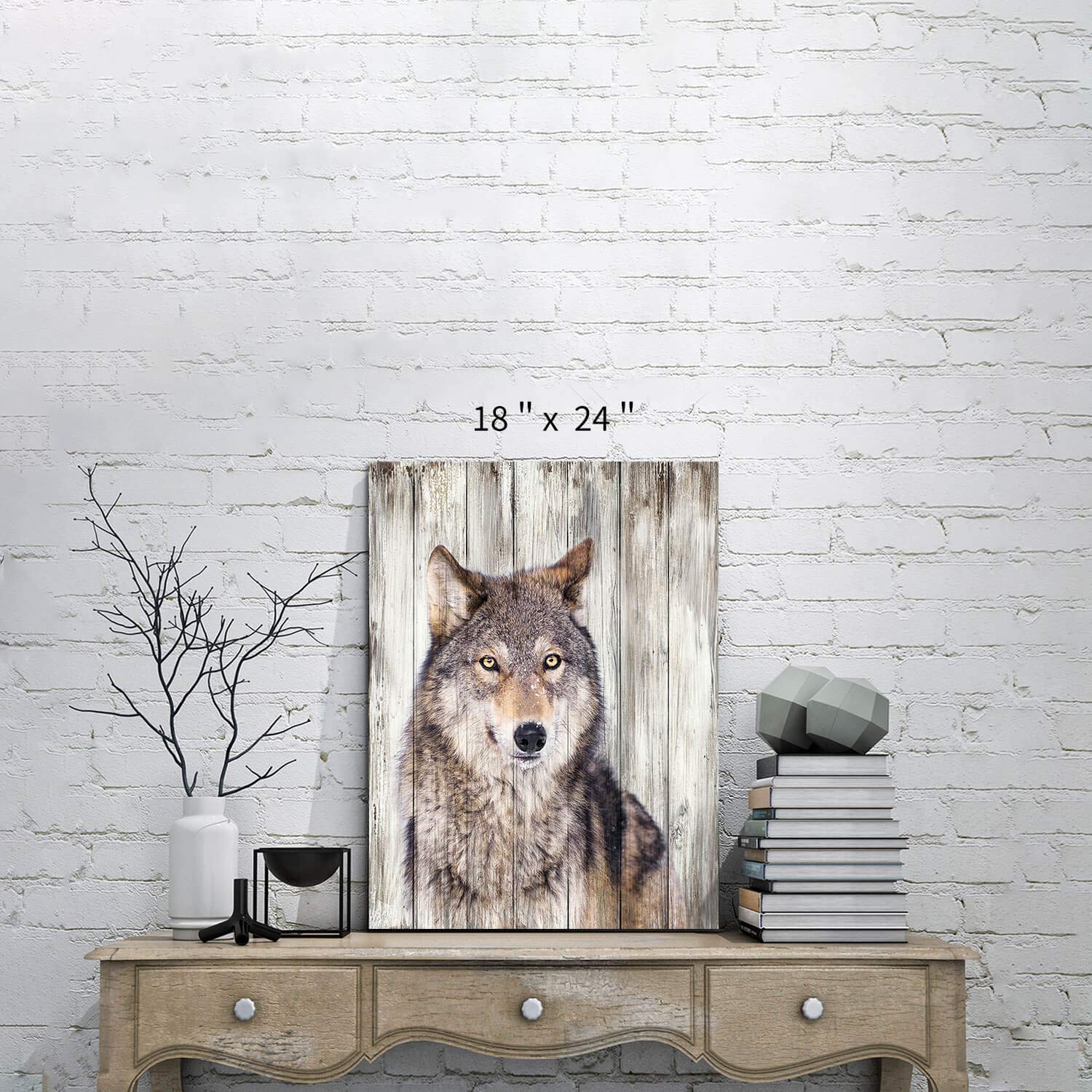 Hardy Gallery Gray Wolf Wall Art Print: Wild Animal Artwork Painting Picture On Canvas For Living Room Decor (24'' X 18'')