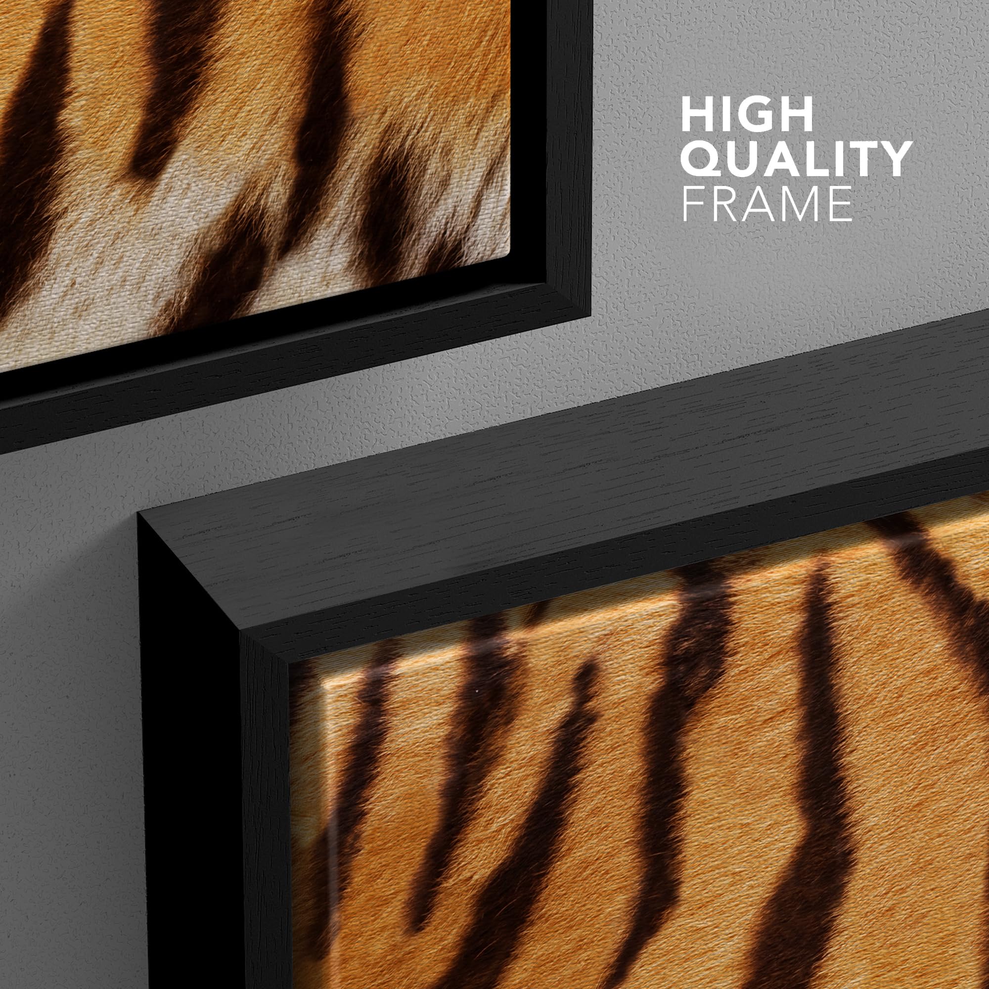 Wall26 Framed Framed Canvas Prints Wall Art Framed Framed Canvas Prints Wall Art - Tiger Fur/Skin Texture - 24''X24'' Black