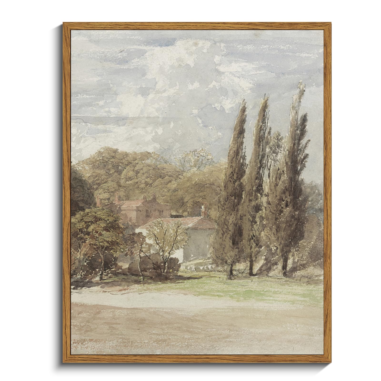 Insimsea Framed Canvas Prints Art Vintage Decor, Eclectic Room Decor Kensington Gardens Classical Scenery Paintings Prints, Offi