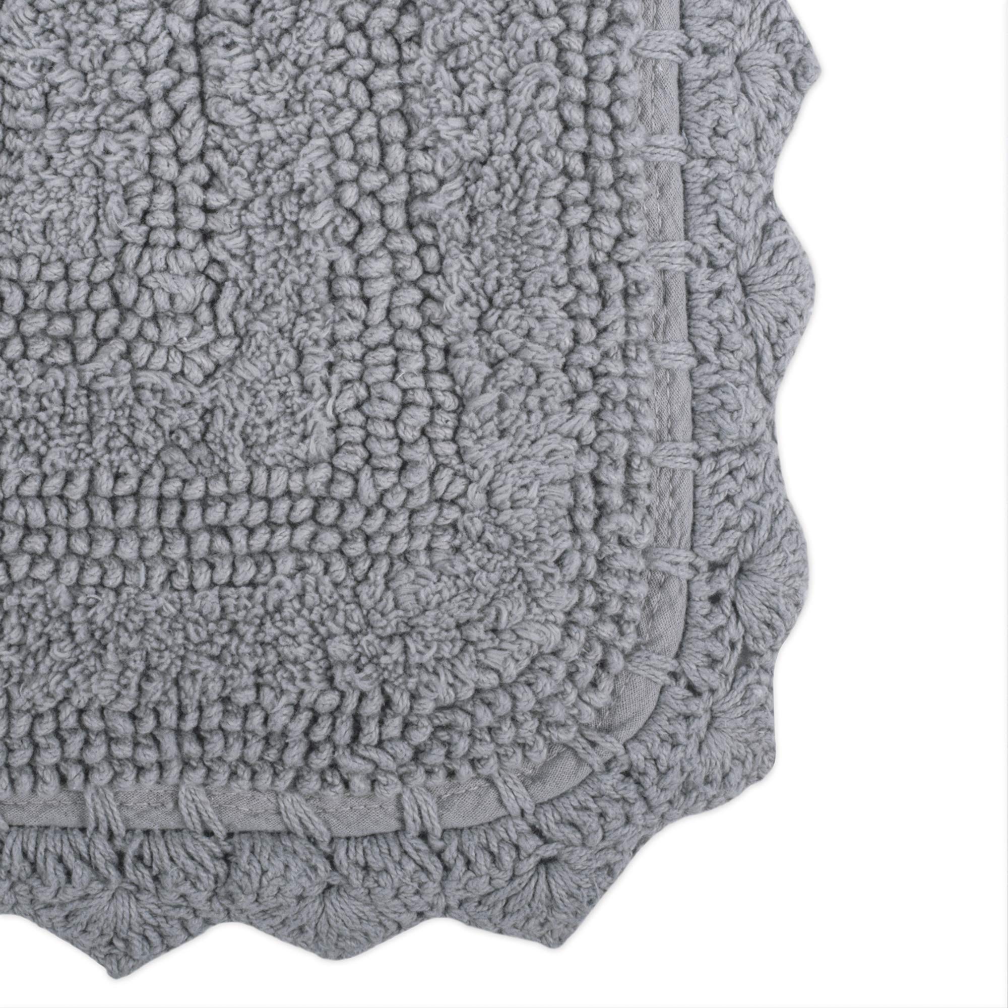 DII Crochet Collection Reversible Bath Mat  Square  24x24  Gray