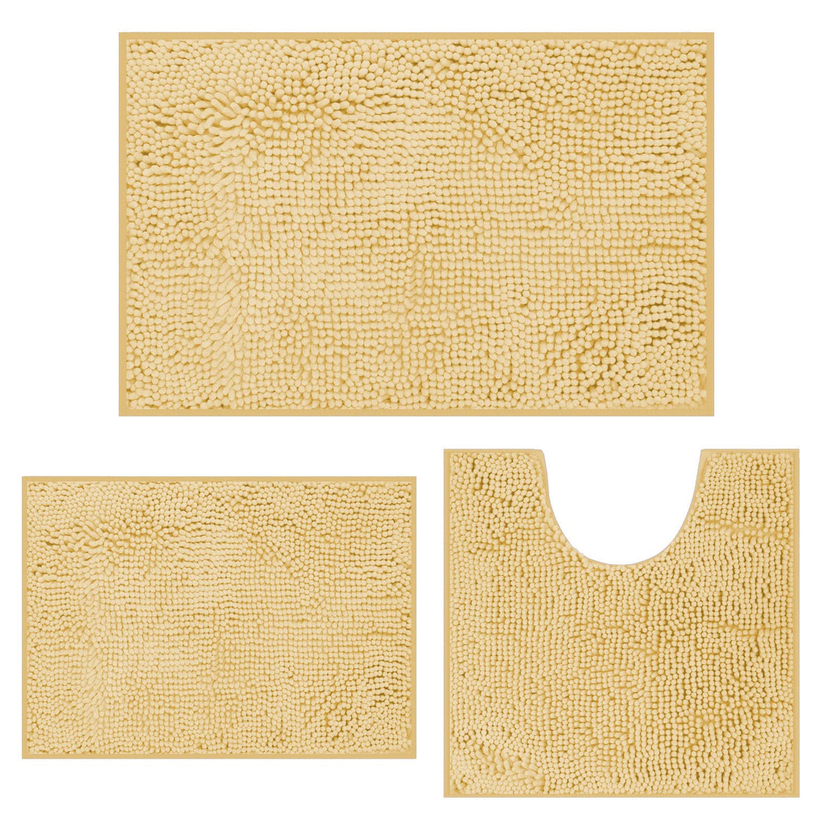 Bathroom Rugs 3 Piece Non Slip, Bath Rugs For Bathroom Washable Chenille Bathmat, Bathroom Set Ultra Soft Bath Rug Set, And Abso