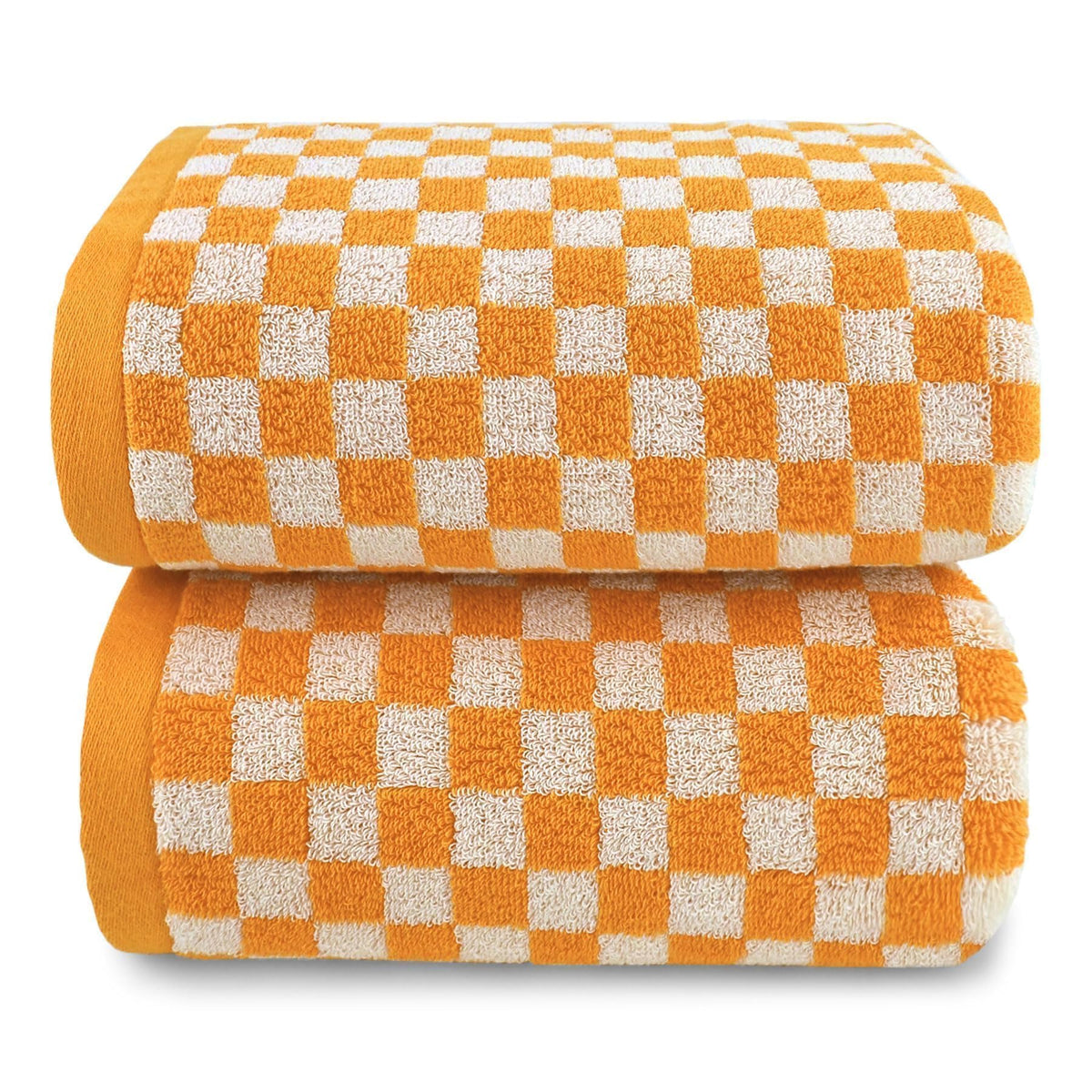 Jacquotha Orange Shower Towels For Bathroom Set Of 2, Cotton Bath Towel Drying Body Hand Face Luxury 480 Gsm Medium Thickness (C