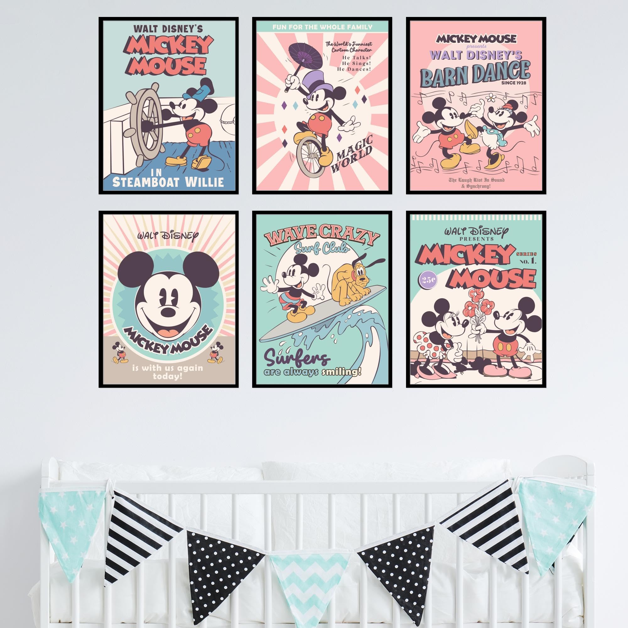Bigwig Prints Mickey Mouse Wall Decor - Mickey Mouse Decor, Mickey Mouse Art, Disney Wall Art, Mickey Mouse Room Decor For Boys,