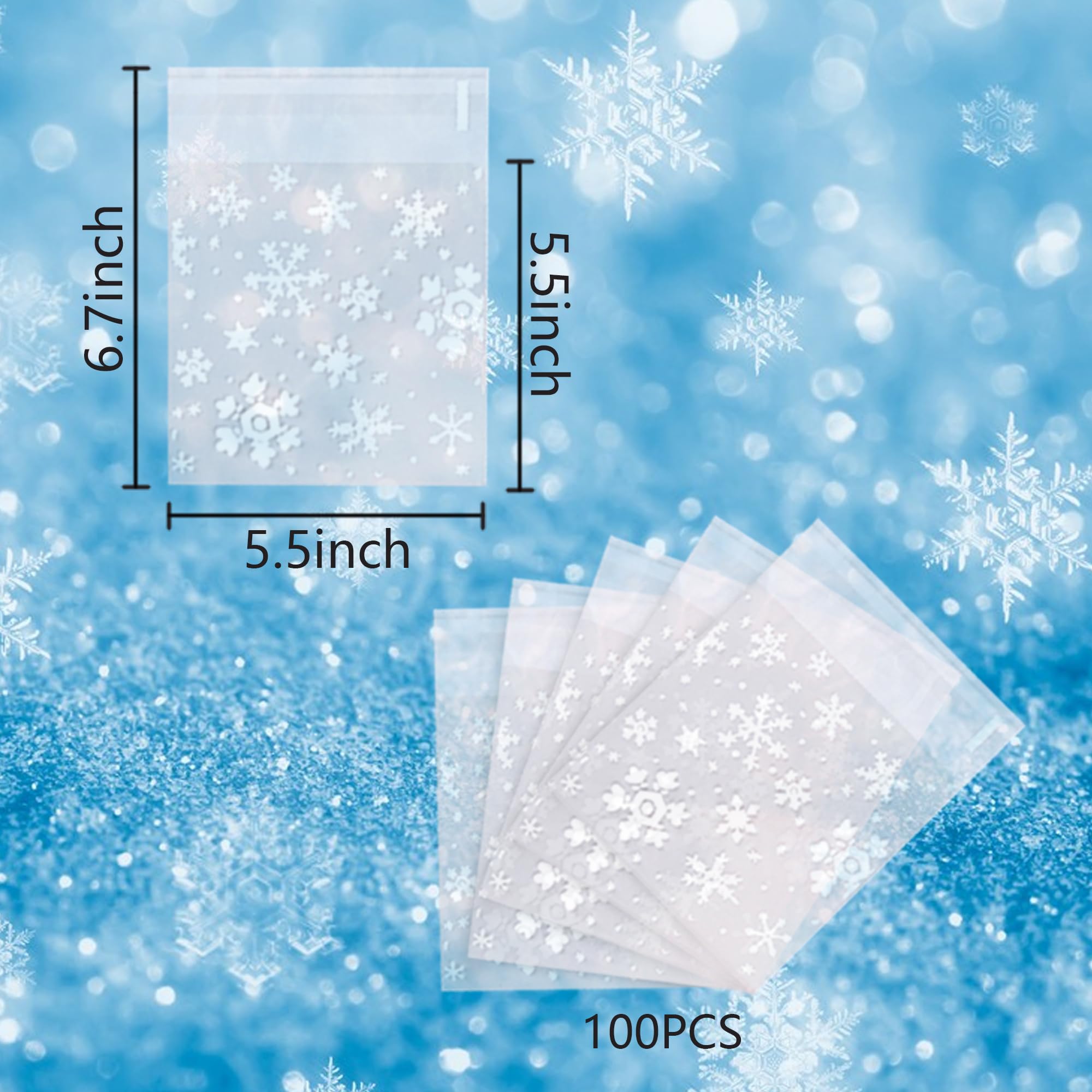 Bilipala Resealable Cellophane Plastic Cookie Bakery Candy Treat Gift Bags, 100 Count