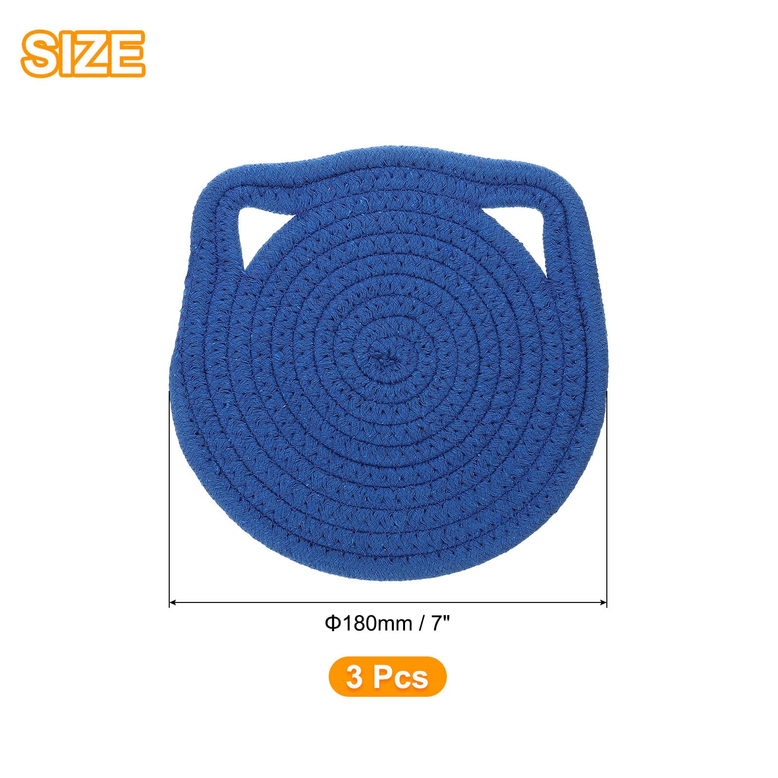 Uxcell Pot Holders, 3Pcs 7'' - Cotton Trivets Set, Cat Ear Heat Insulation Pad, Pot Holder For Cups, Plates, Hot Pots And Pans,
