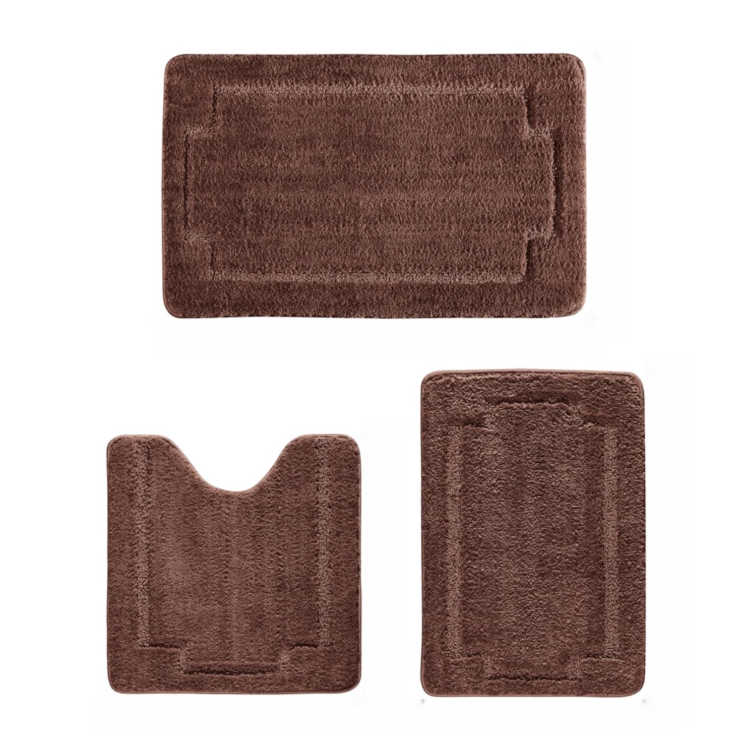 CNNJ Bath Rugs Set 3 Pieces Bathroom Mat Soft Absorbent Plush Shaggy Soft Floor Non Slip Shower Bath Tub Machine Washable Honey Gold