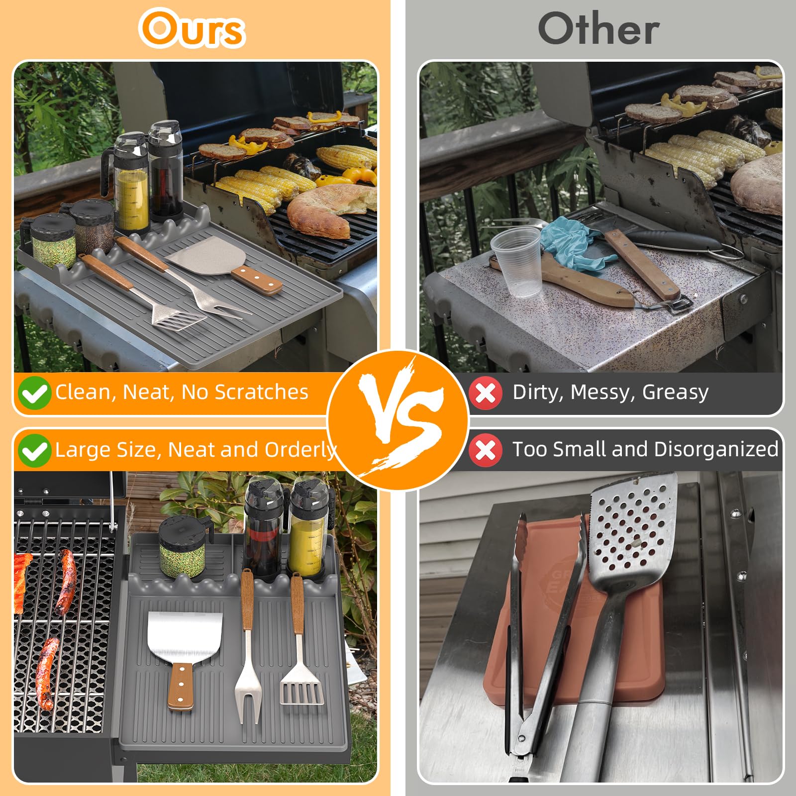 Griddle Mat Compatible With Blackstone, Silicone Grill Tools Mat With Drip Pad, Spatula Mat For Outdoor Grill, Side Shelf Mat Gr