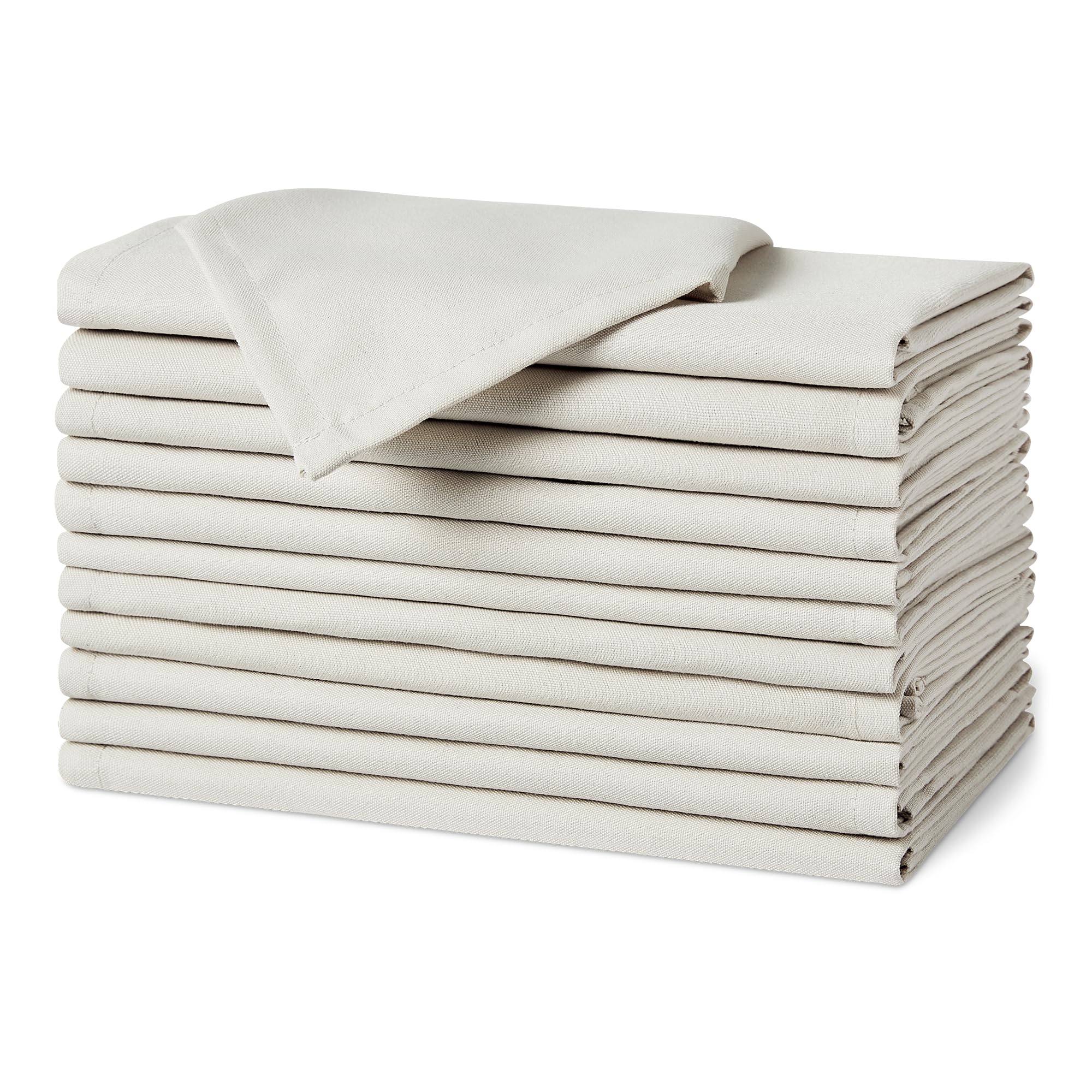 Amazon Basics Reusable Stain and Wrinkle Resistant Cloth Napkins, 17 x 17 inches, White, 12-Pack
