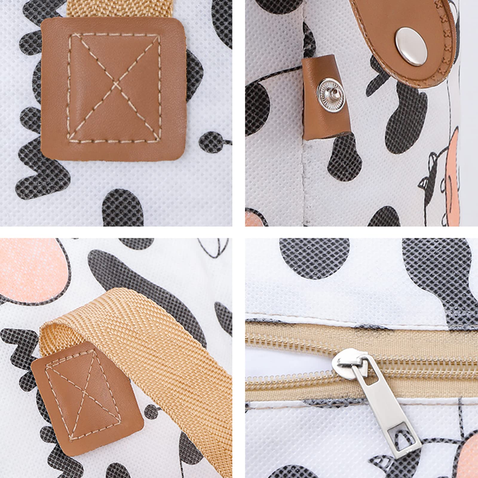 Wolpin Non-Woven Extra Large Size Underbed Storage Bag Waterproof (81 X 24 X 64 Cm) - Zippered Closure & Handle Cow Print, Recta