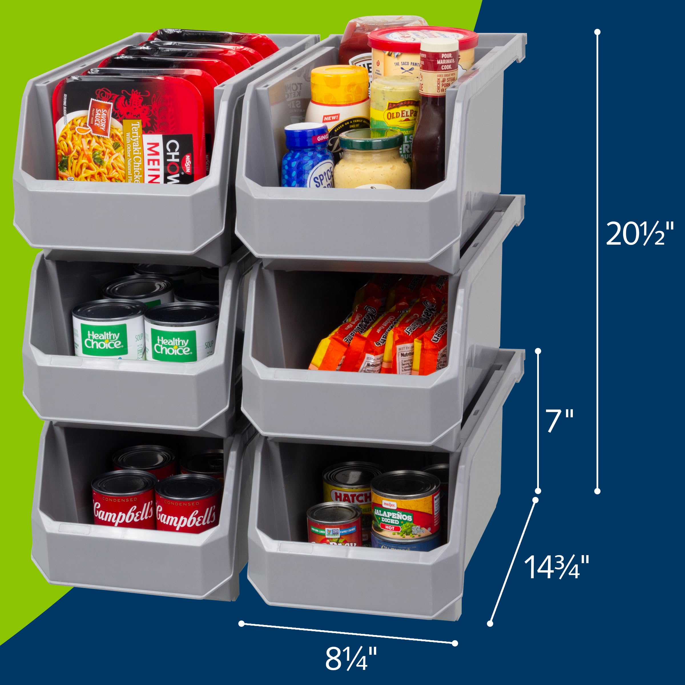 Readyspace Plastic Containers For Organizing And Storage Bins For Closet, Kitchen, Office, Or Pantry Organization, Large, 6-Pack